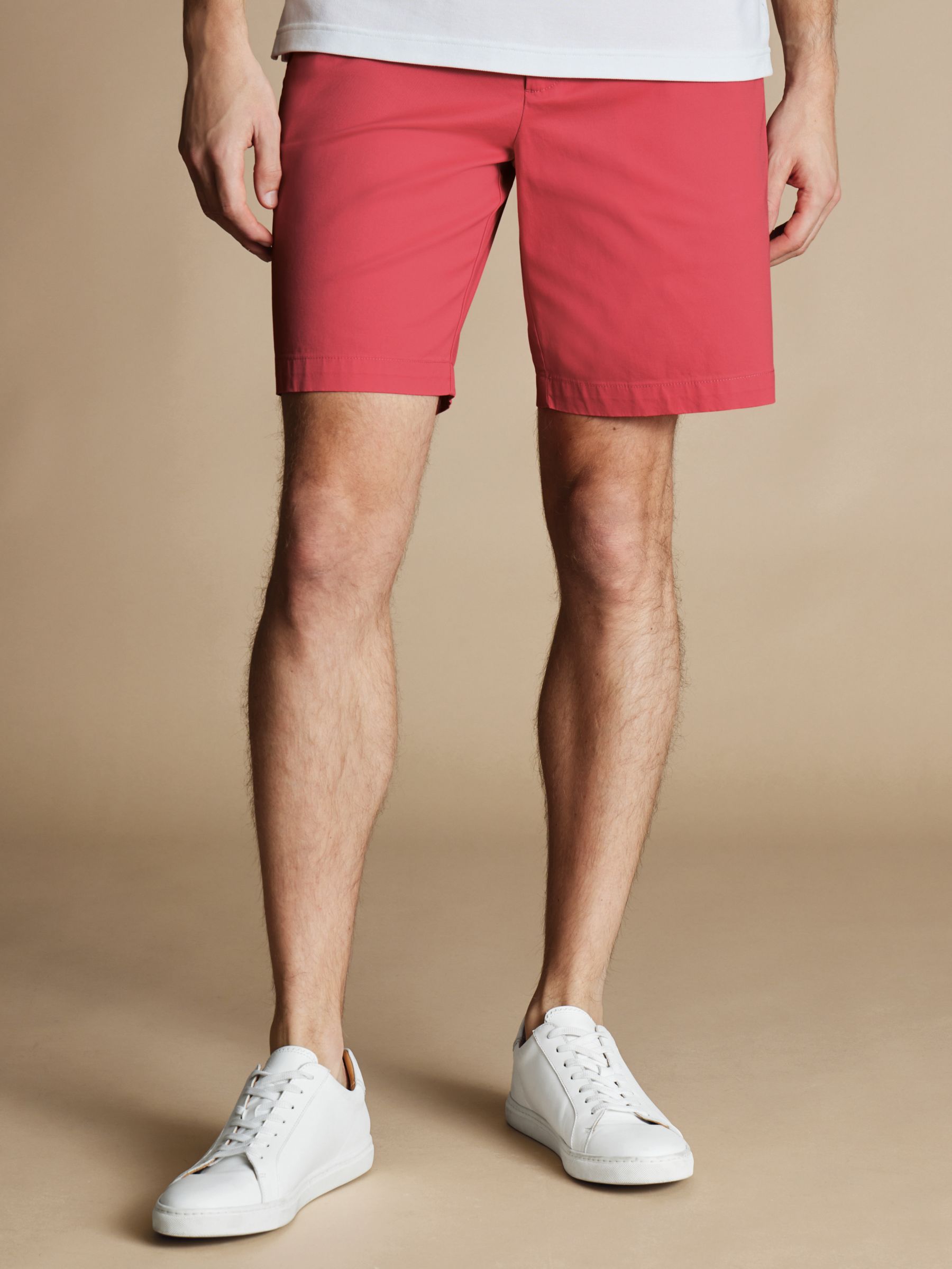 Charles Tyrwhitt Slim Fit Cotton Blend Shorts, Coral Pink, 30