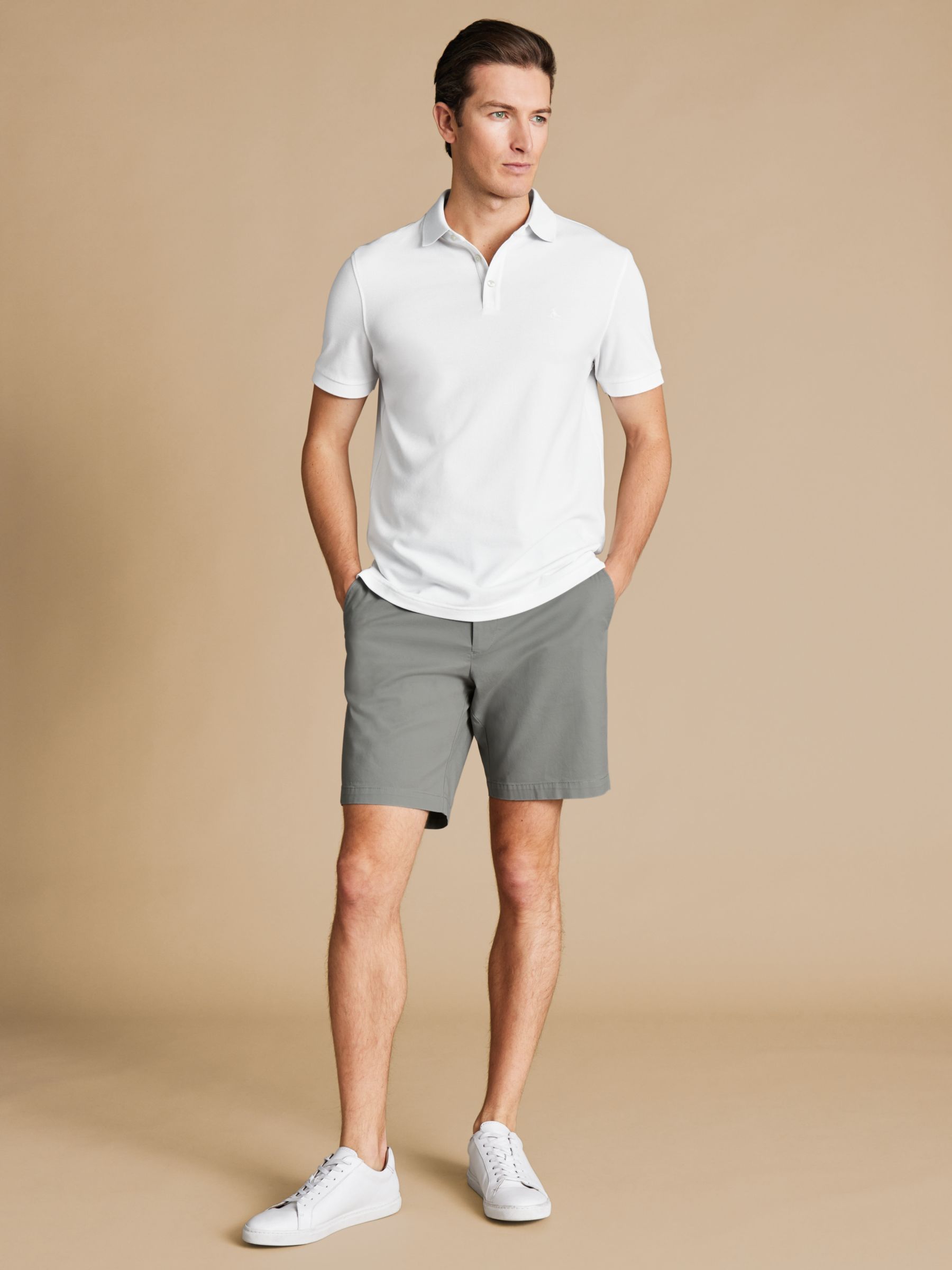 Charles Tyrwhitt Cotton Stretch Chino Shorts, Light Grey, 36