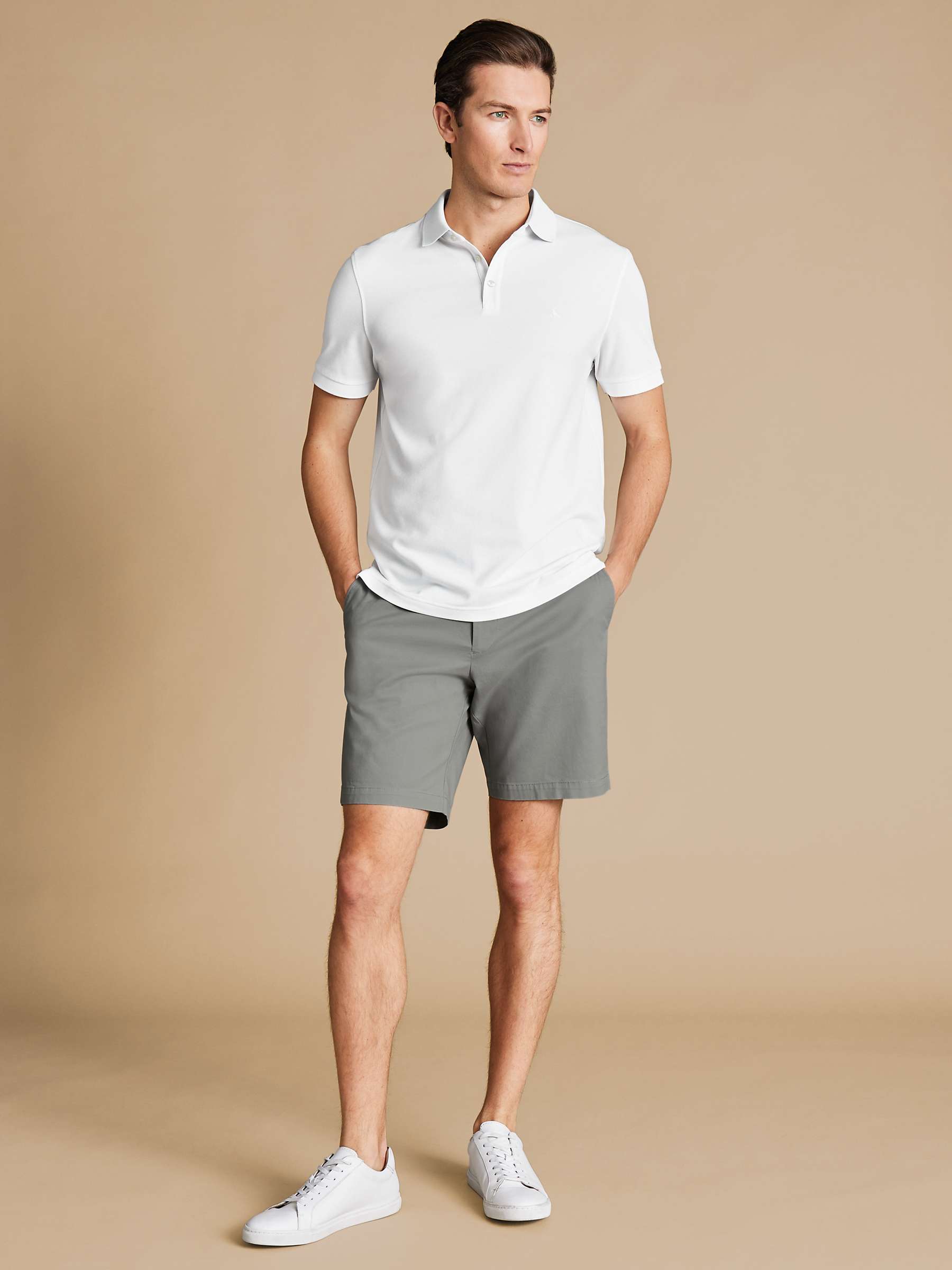 Buy Charles Tyrwhitt Cotton Stretch Chino Shorts, Light Grey Online at johnlewis.com