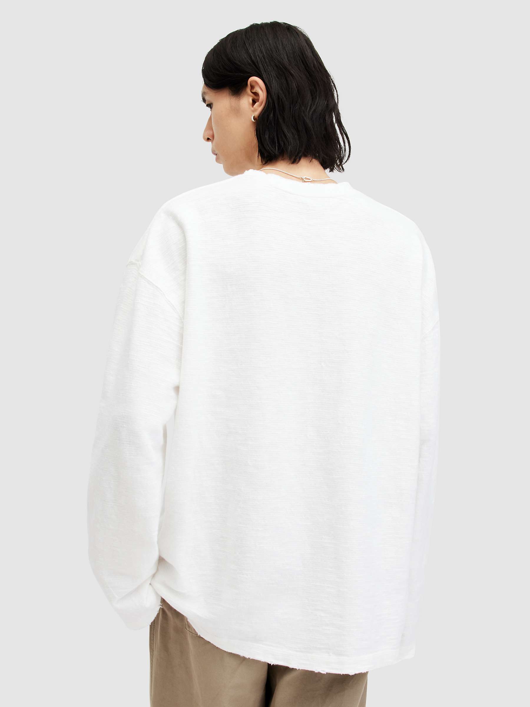 Buy AllSaints Aspen Oversized Raw Edge Long Sleeve T-shirt, Lilly White Online at johnlewis.com