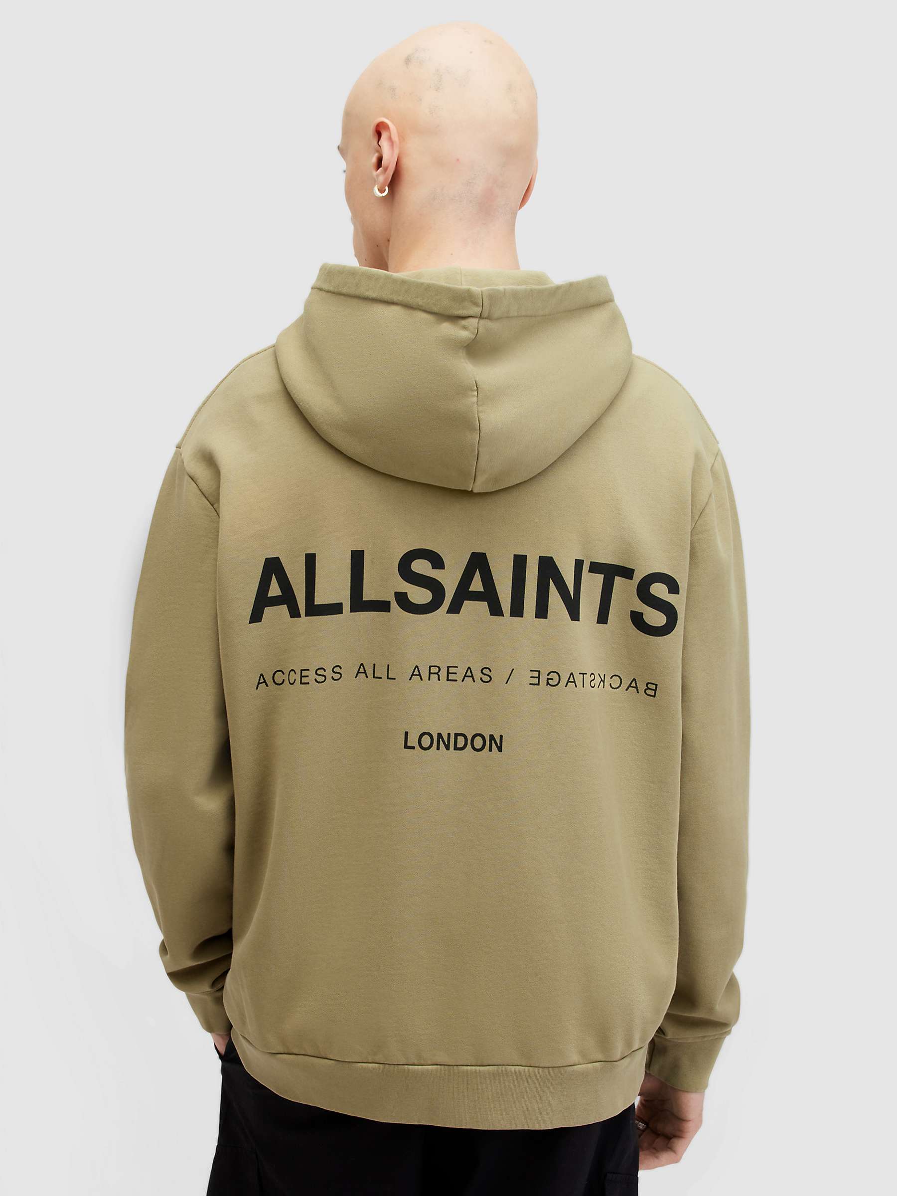 Buy AllSaints Access Organic Cotton Hoodie, Herb Green Online at johnlewis.com