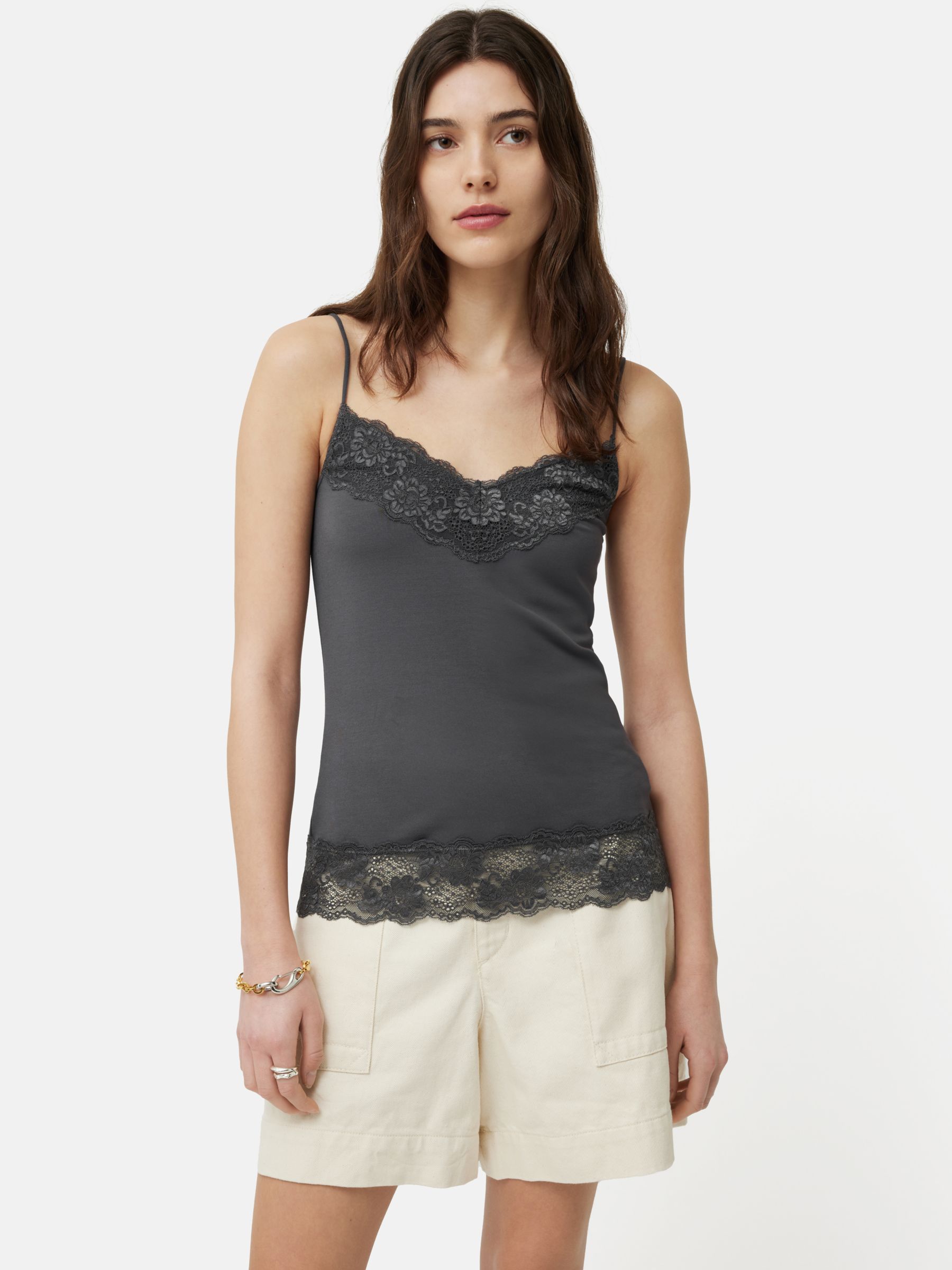 HUSH Organic Cotton Tank Top, Lightest Grey Marl at John Lewis & Partners