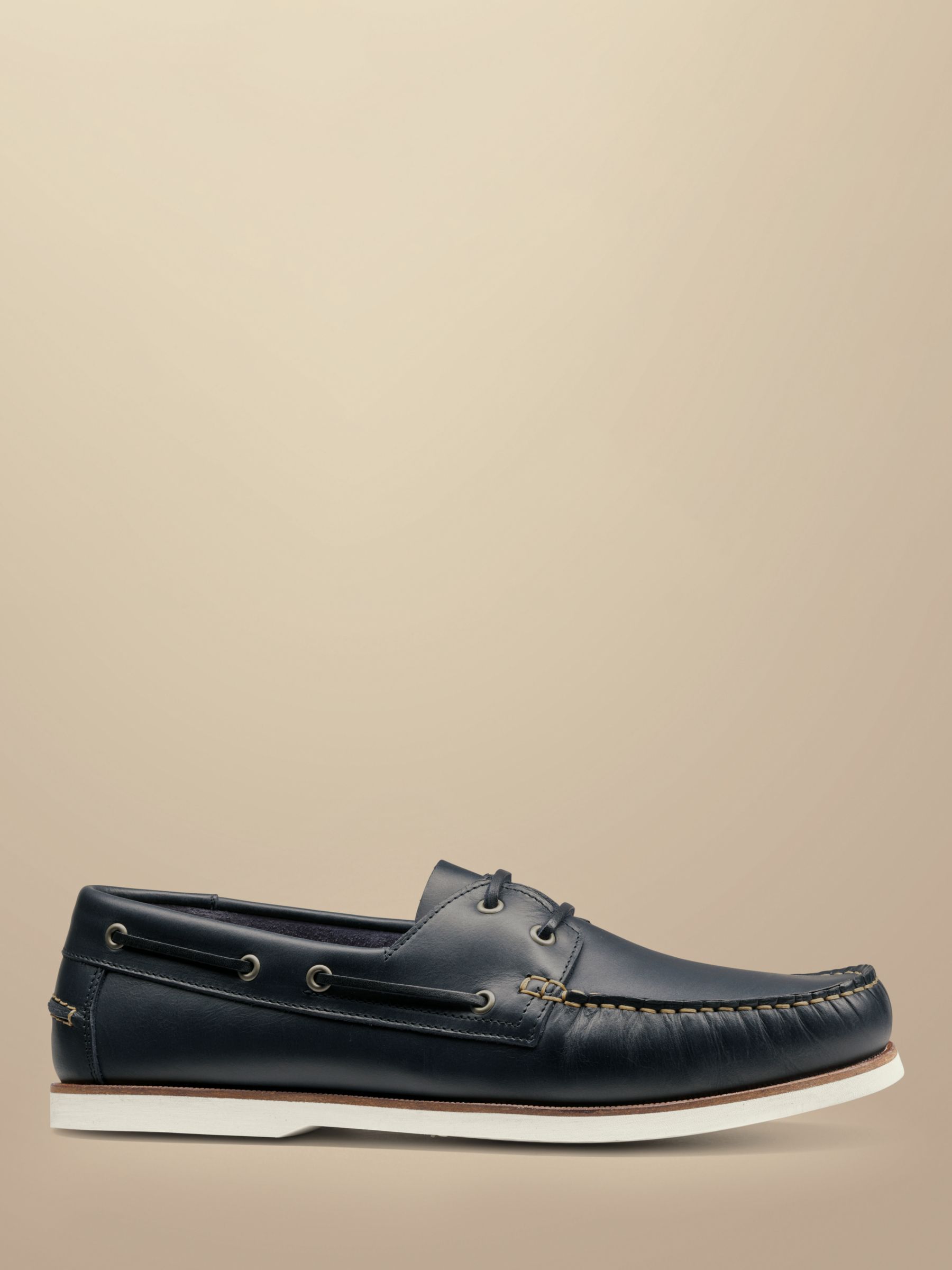 Charles Tyrwhitt Leather Boat Shoes, Dark Navy, 9