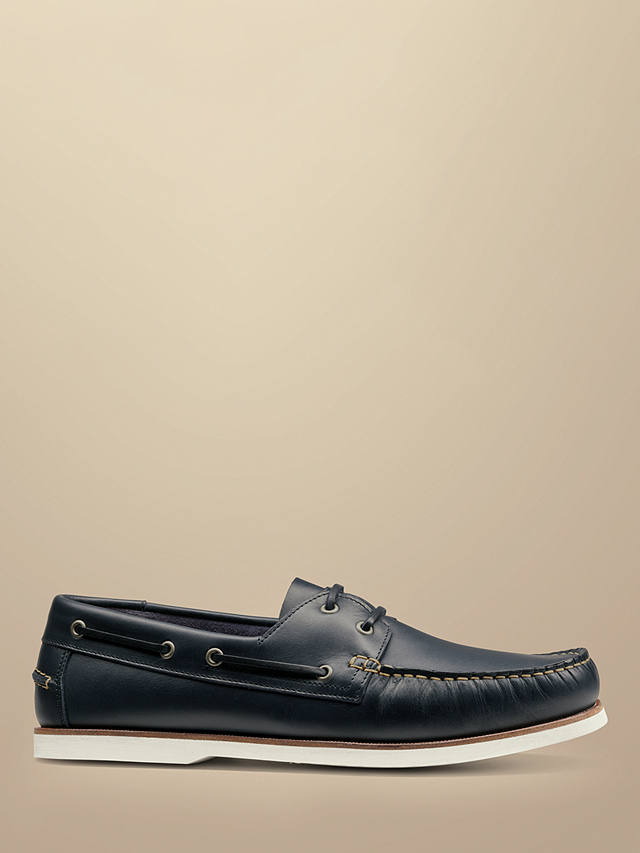 Charles Tyrwhitt Leather Boat Shoes, Dark Navy