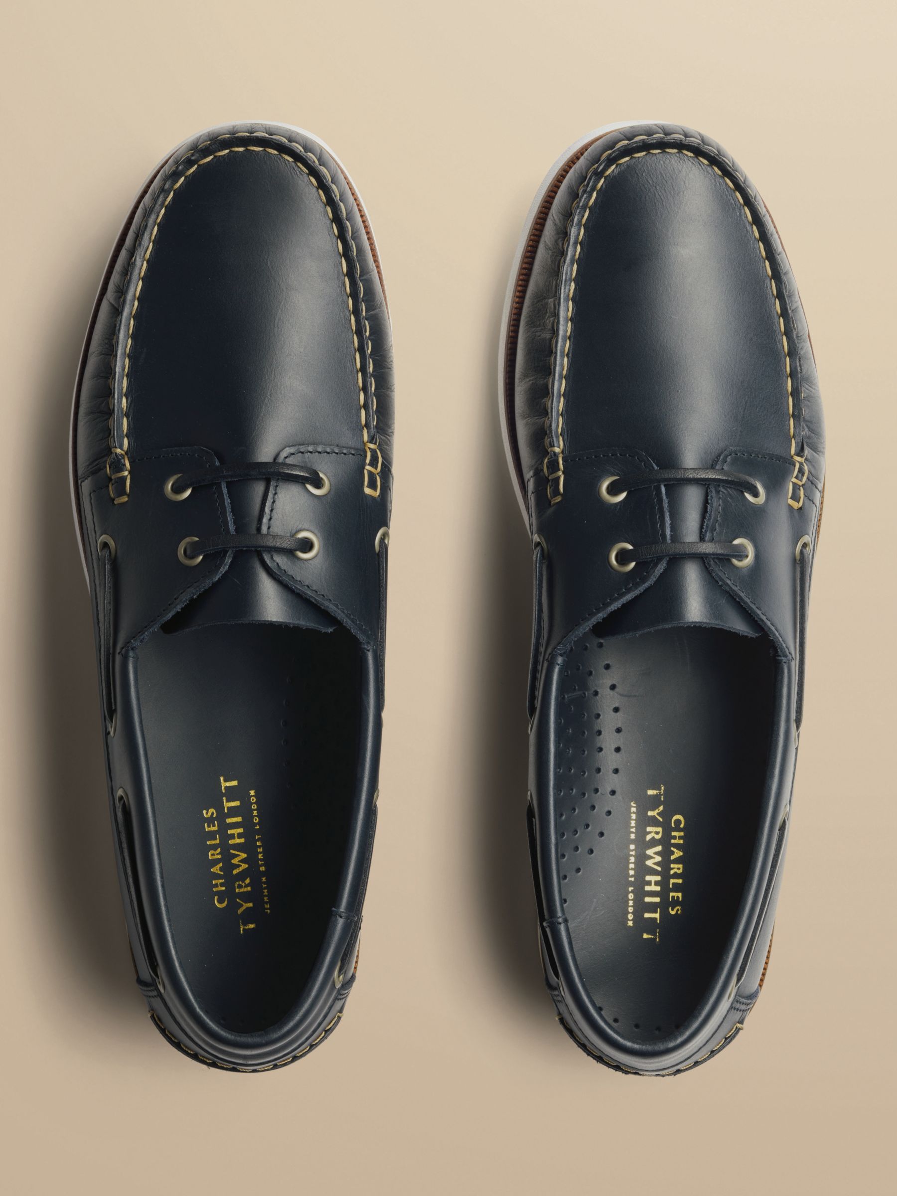 Charles Tyrwhitt Leather Boat Shoes, Dark Navy, 9