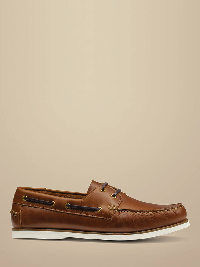 Charles Tyrwhitt Leather Boat Shoes, Dark Tan