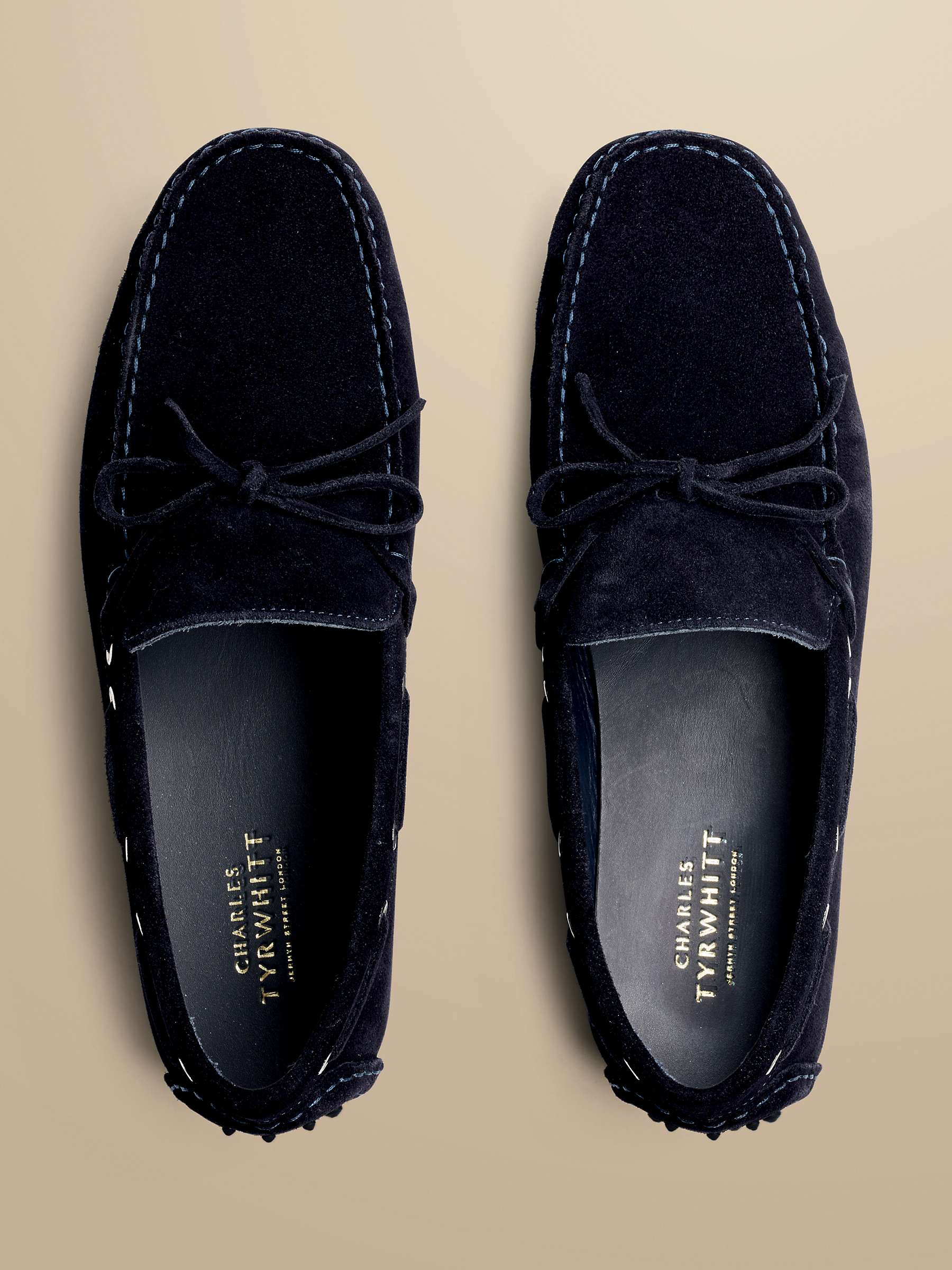 Buy Charles Tyrwhitt Suede Moccasins, Navy Online at johnlewis.com