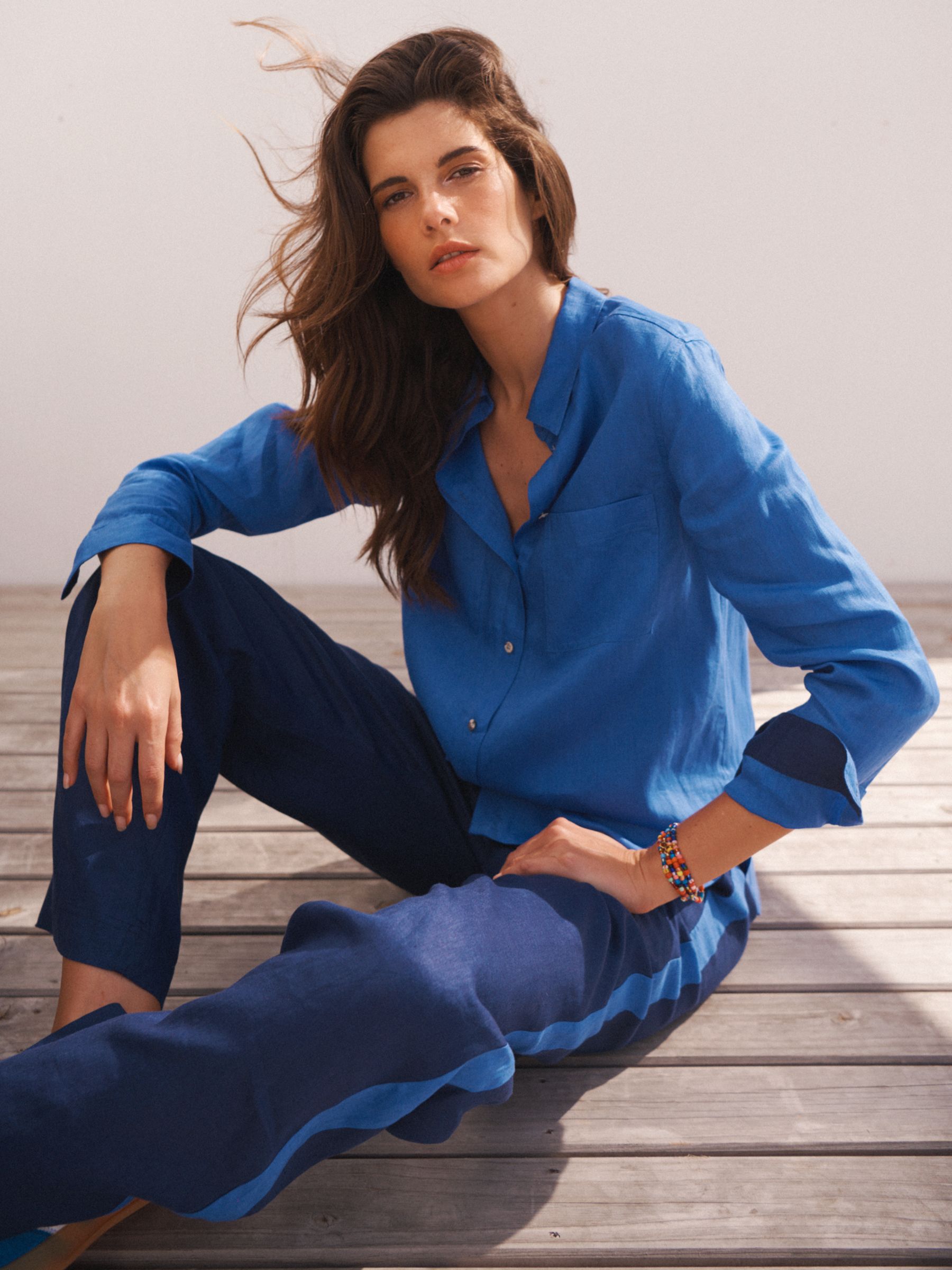 Buy NRBY Carla Linen Shirt, Bright Blue Navy Online at johnlewis.com