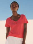 NRBY Charlie Linen V Neck T-Shirt, Geranium