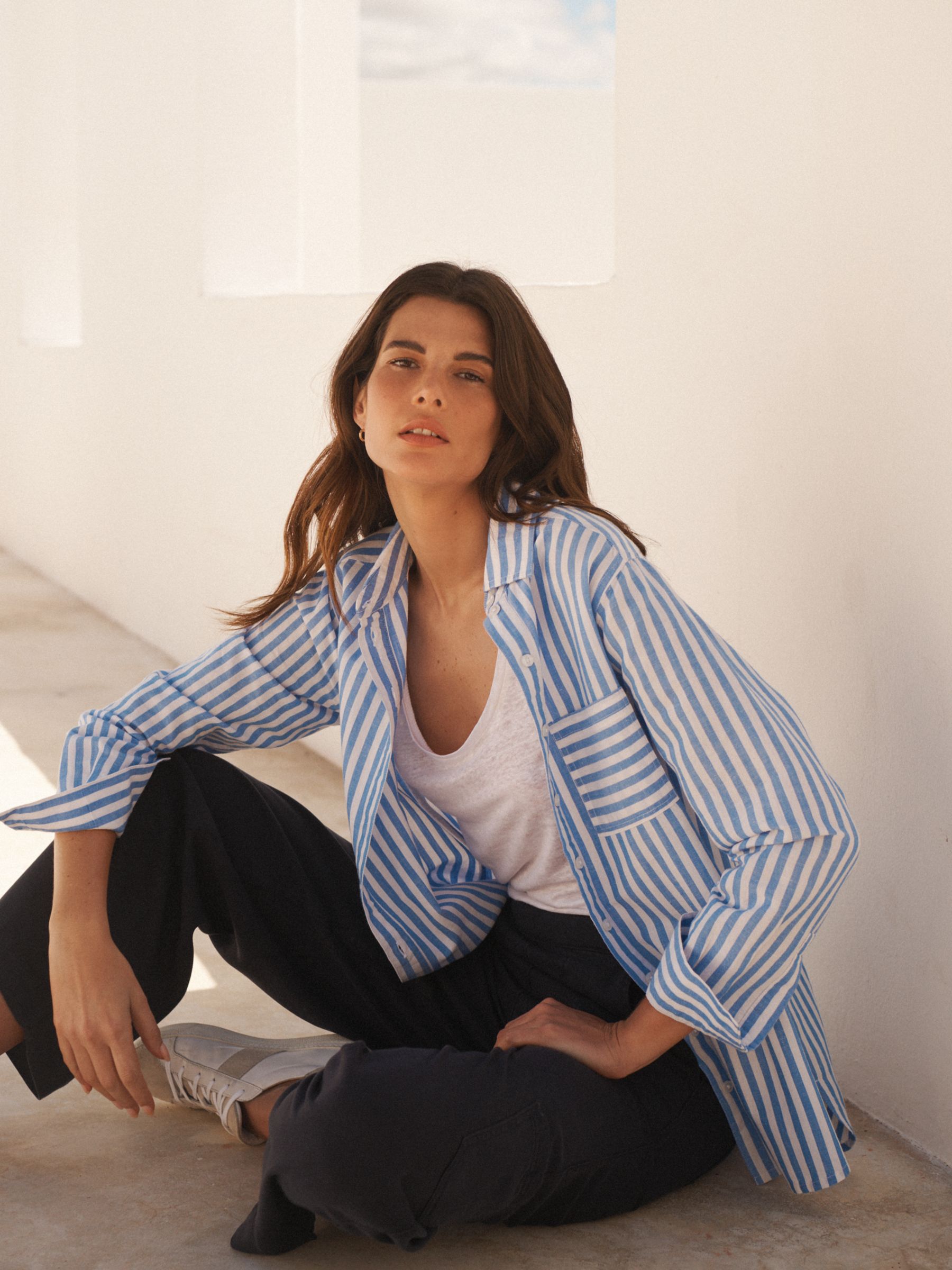 Buy NRBY Winona Linen Blend Stripe Shirt Online at johnlewis.com