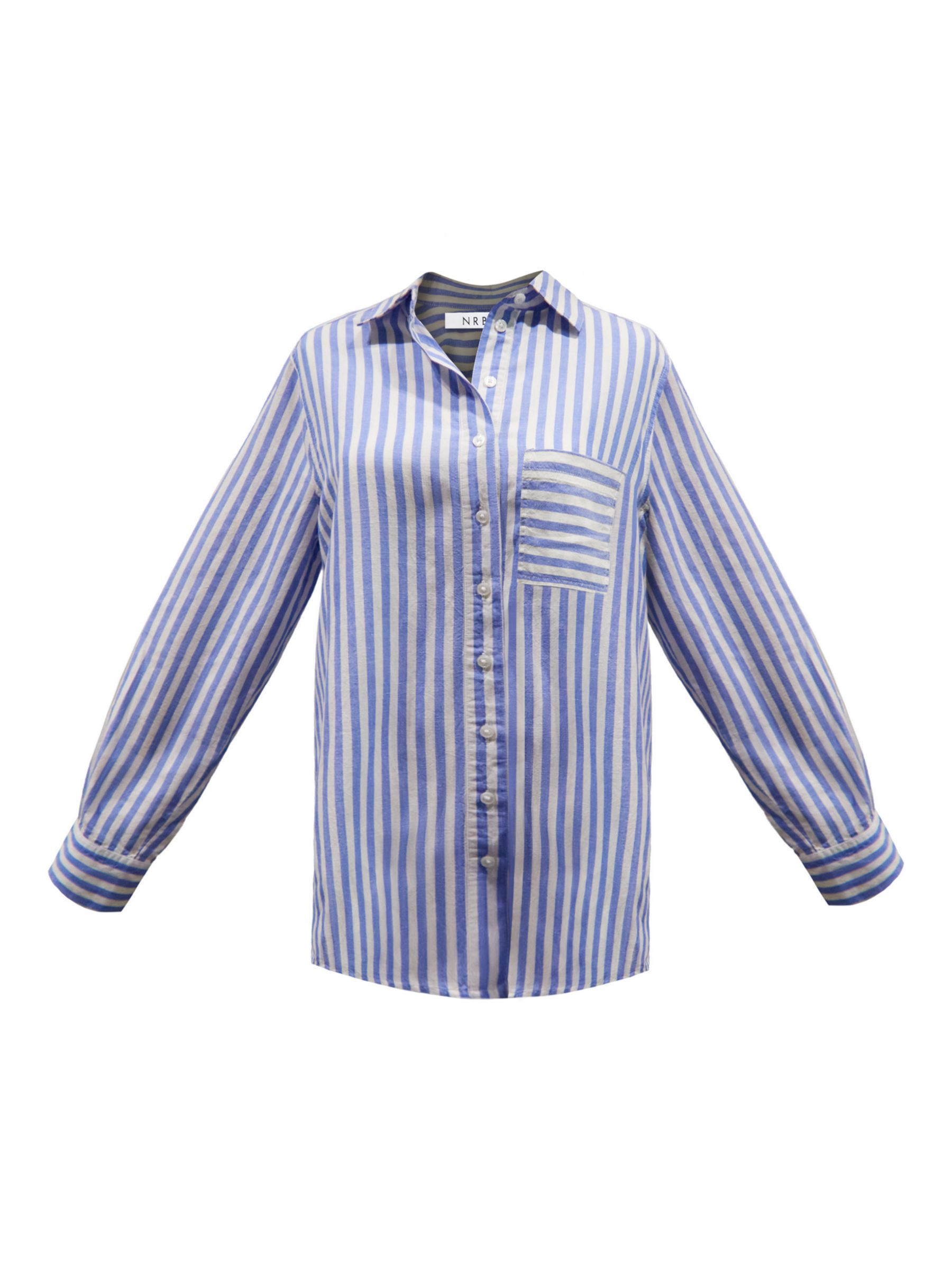 NRBY Winona Linen Blend Stripe Shirt, Provence Blue