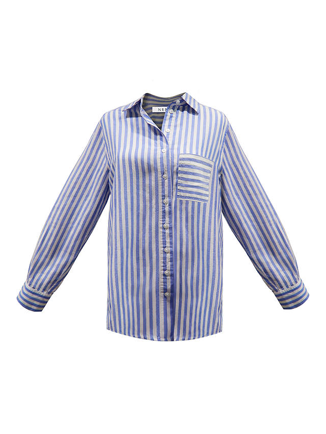 NRBY Winona Linen Blend Stripe Shirt, Provence Blue
