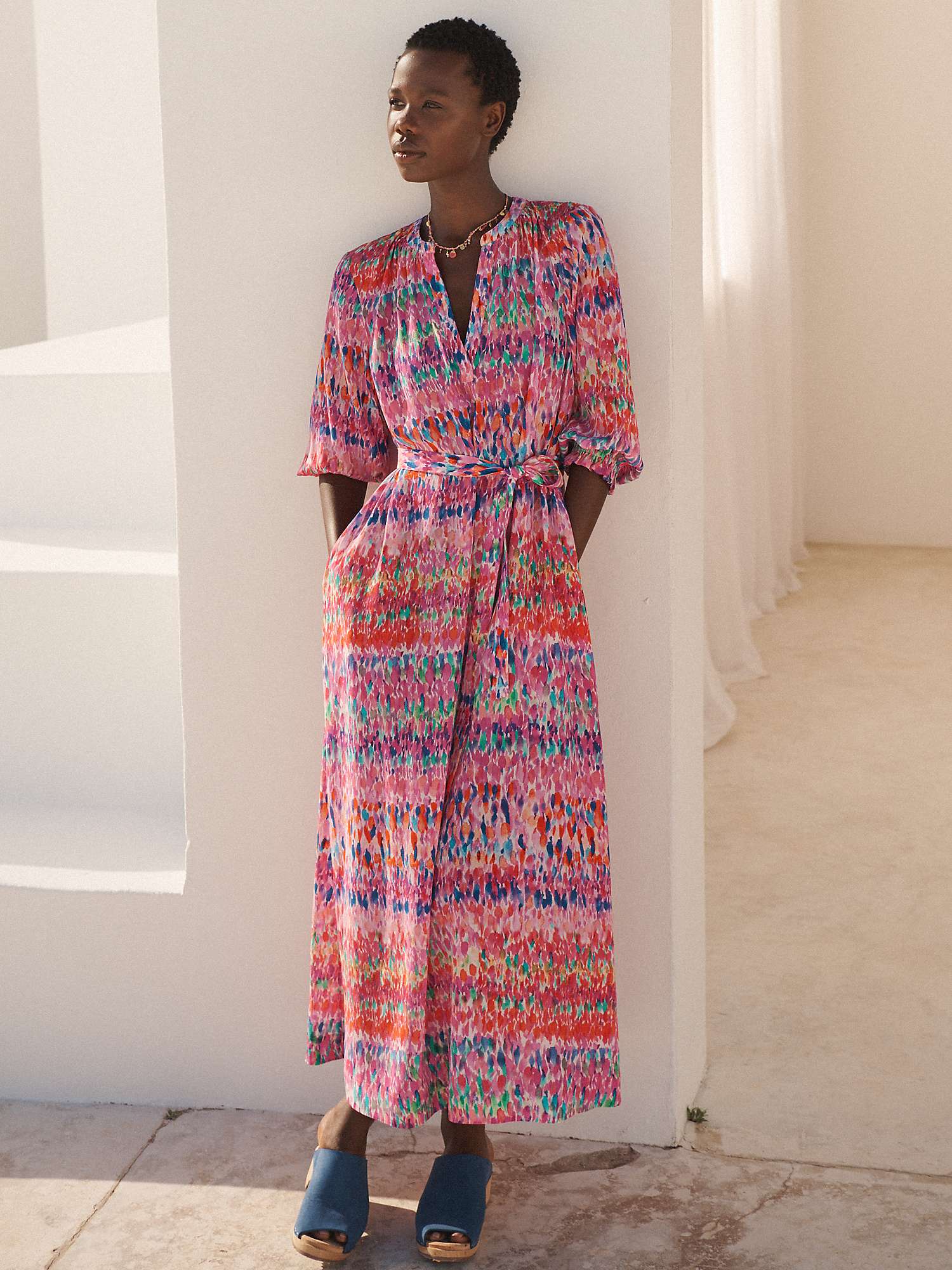 Buy NRBY Nina Watercolour Splash Silk Maxi Dress, Multi Online at johnlewis.com