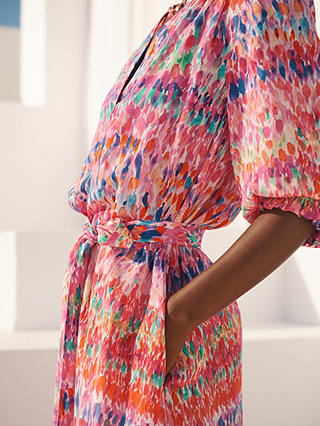 NRBY Nina Watercolour Splash Silk Maxi Dress, Multi