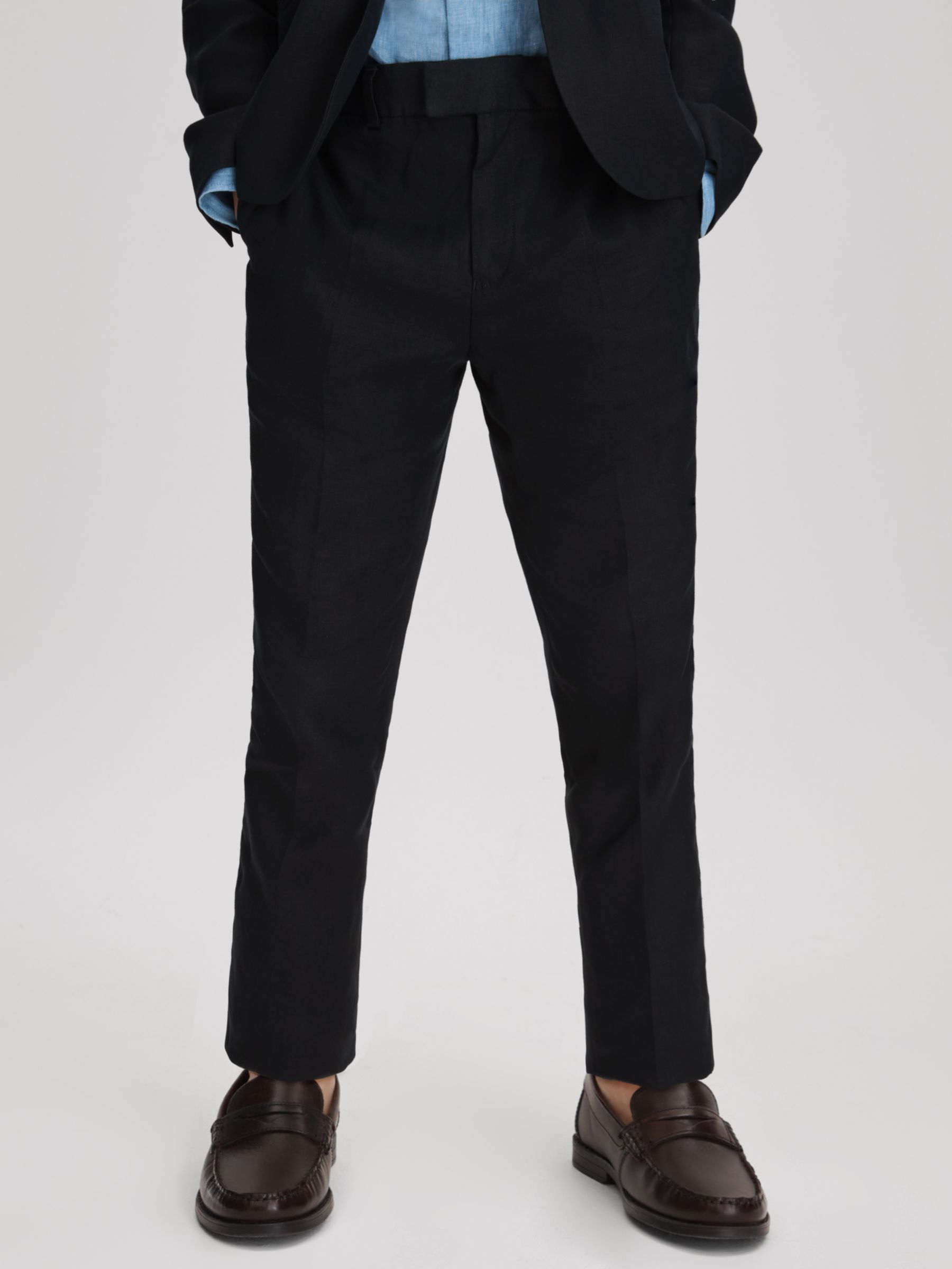 Buy Reiss Kids' Kin Linen Trousers, Navy Online at johnlewis.com