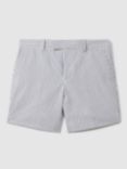 Reiss Kids' Barr Stripe Cotton Chino Shorts, Soft Blue