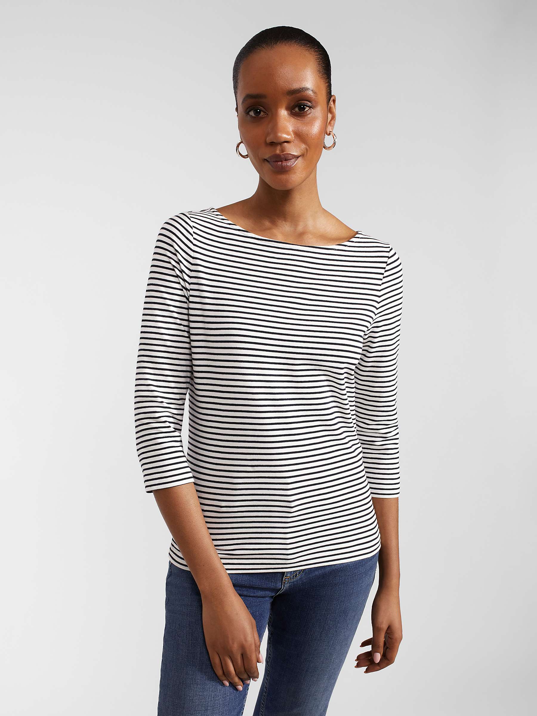 Buy Hobbs Mallory Striped Top, Ivory/Navy Online at johnlewis.com