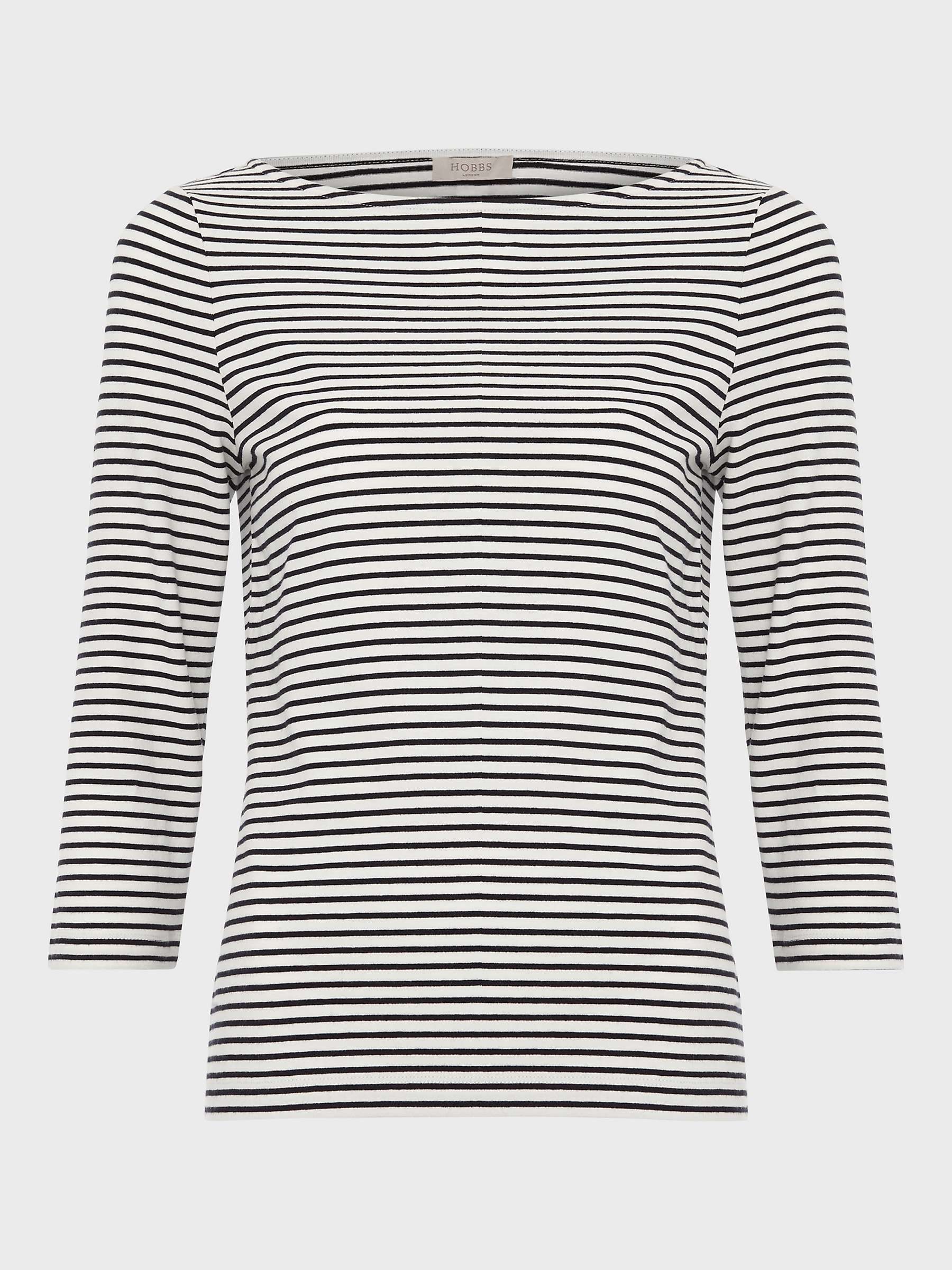 Buy Hobbs Mallory Striped Top, Ivory/Navy Online at johnlewis.com