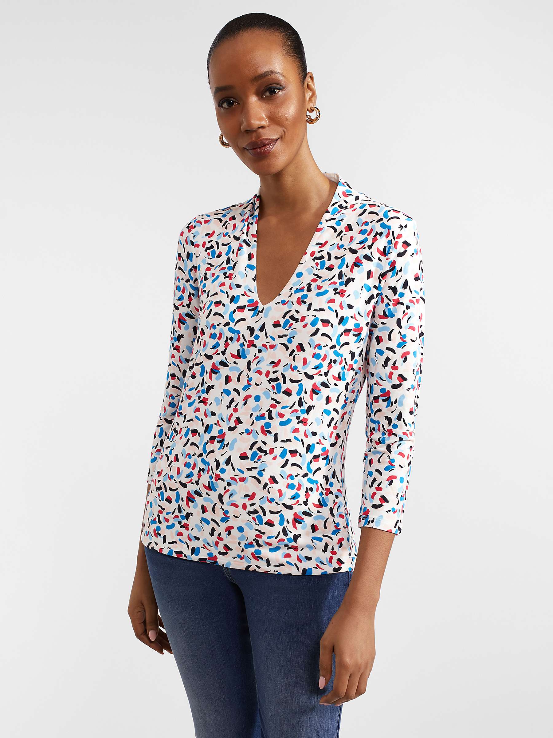 Buy Hobbs Aimee Fleck Print Jersey Top, Ivory/Multi Online at johnlewis.com