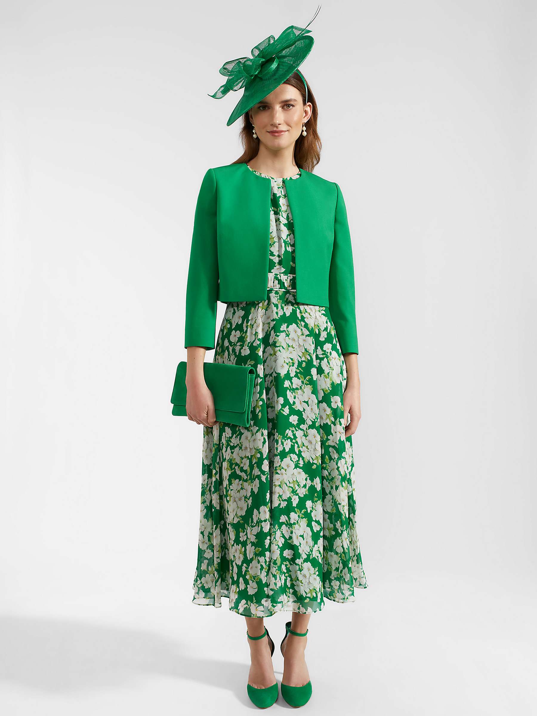 Buy Hobbs Petite Bronwyn Midi Floral Silk Dress, Green/Multi Online at johnlewis.com