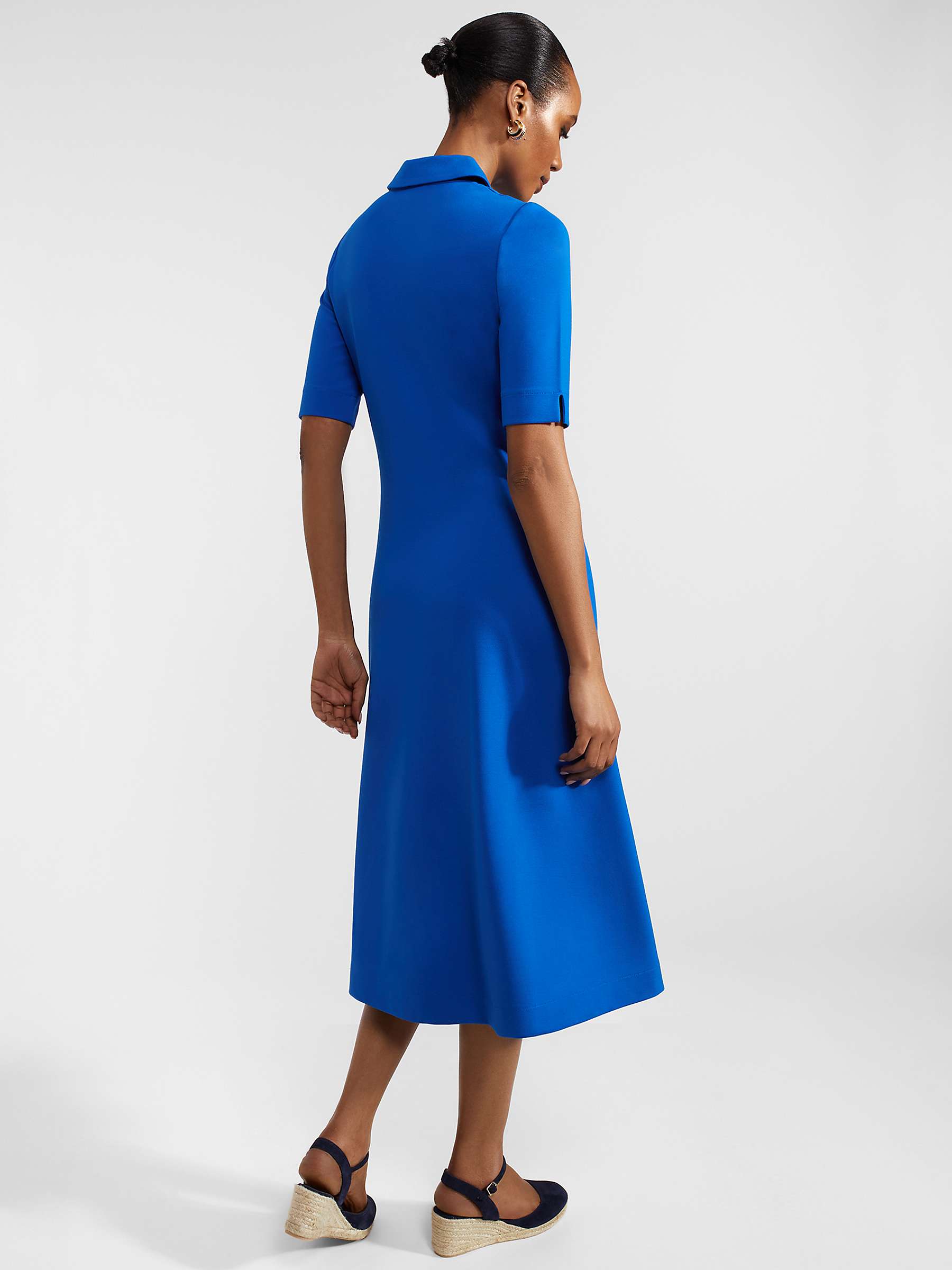 Buy Hobbs Paisley Ponte Midi Shirt Dress, Atlantic Blue Online at johnlewis.com
