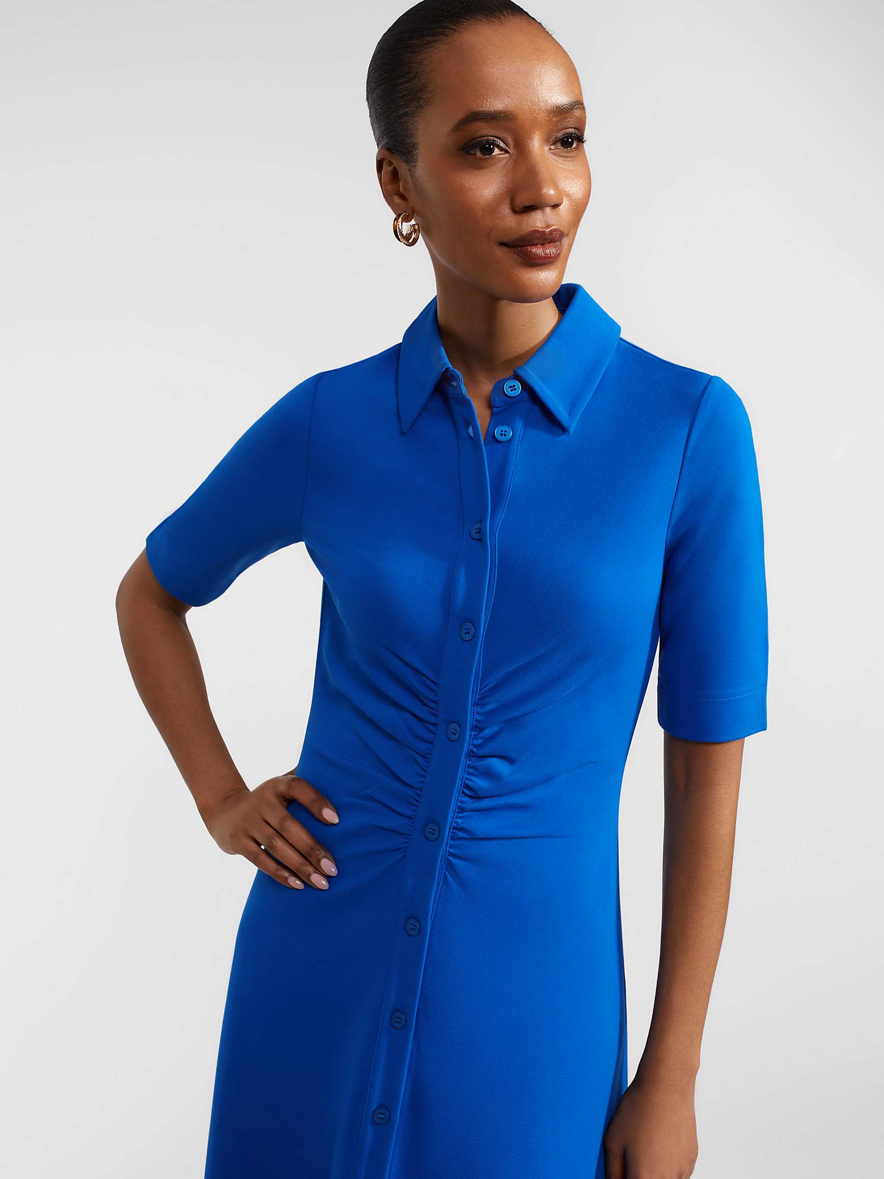 Buy Hobbs Paisley Ponte Midi Shirt Dress, Atlantic Blue Online at johnlewis.com