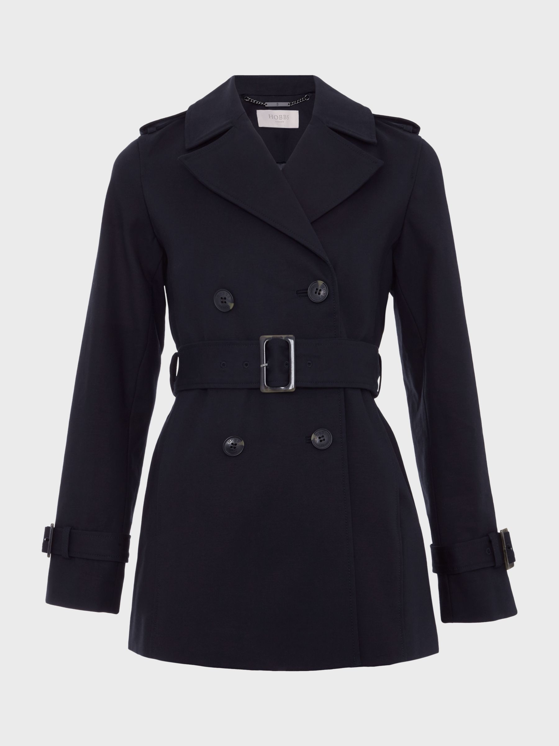Buy Hobbs Shea Double Breasted Short Trench Coat, Navy Online at johnlewis.com