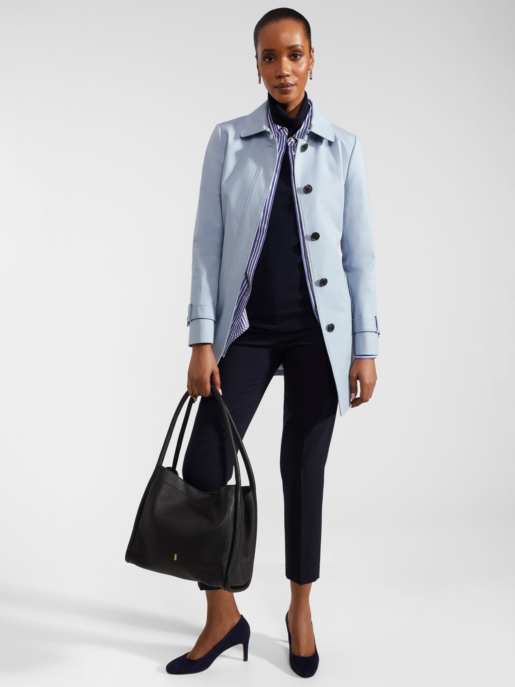 Buy Hobbs Jane Short Trench Coat, Pale Blue Online at johnlewis.com