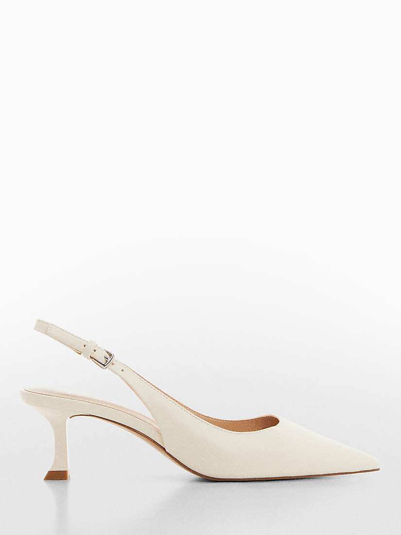 Buy Mango Rory Kitten Heel Slingback Court Shoes, Ivory Online at johnlewis.com