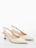 Mango Rory Kitten Heel Slingback Court Shoes, Ivory