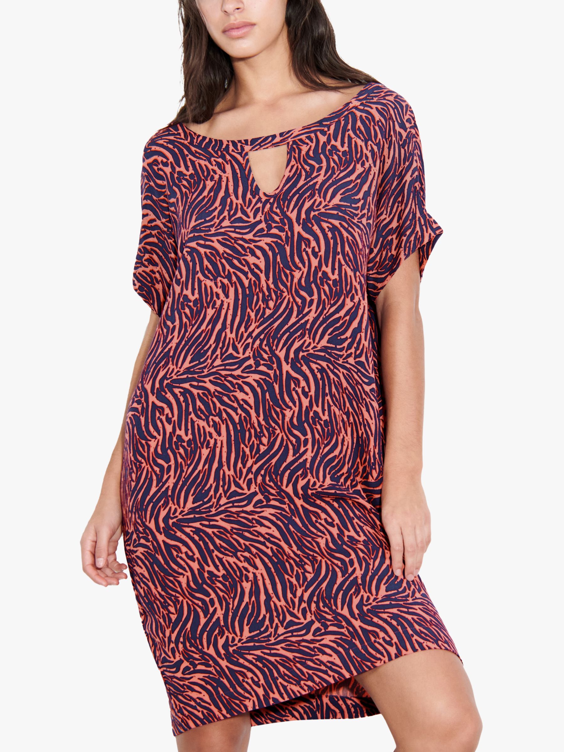 Femilet Pinta Zebra Print Kaftan Dress, Coral/Multi, S-M