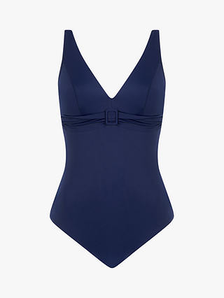 Femilet Rivero Plunge Neck Buckle Detail Swimsuit, Nocturnal Blue
