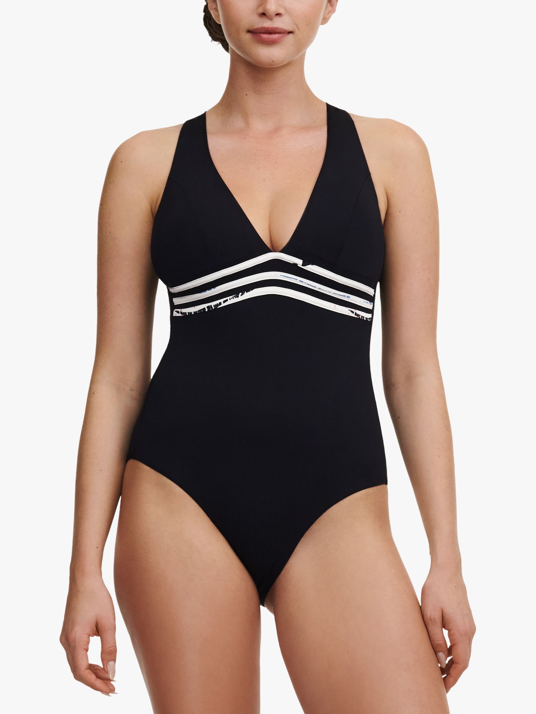 Femilet Maui Plunge Swimsuit, Black/White, S