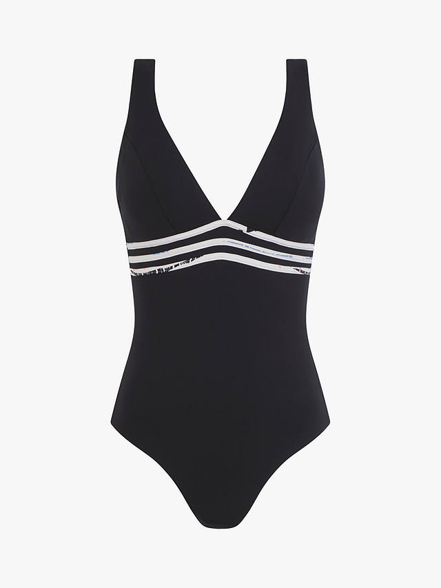Femilet Maui Plunge Swimsuit, Black/White