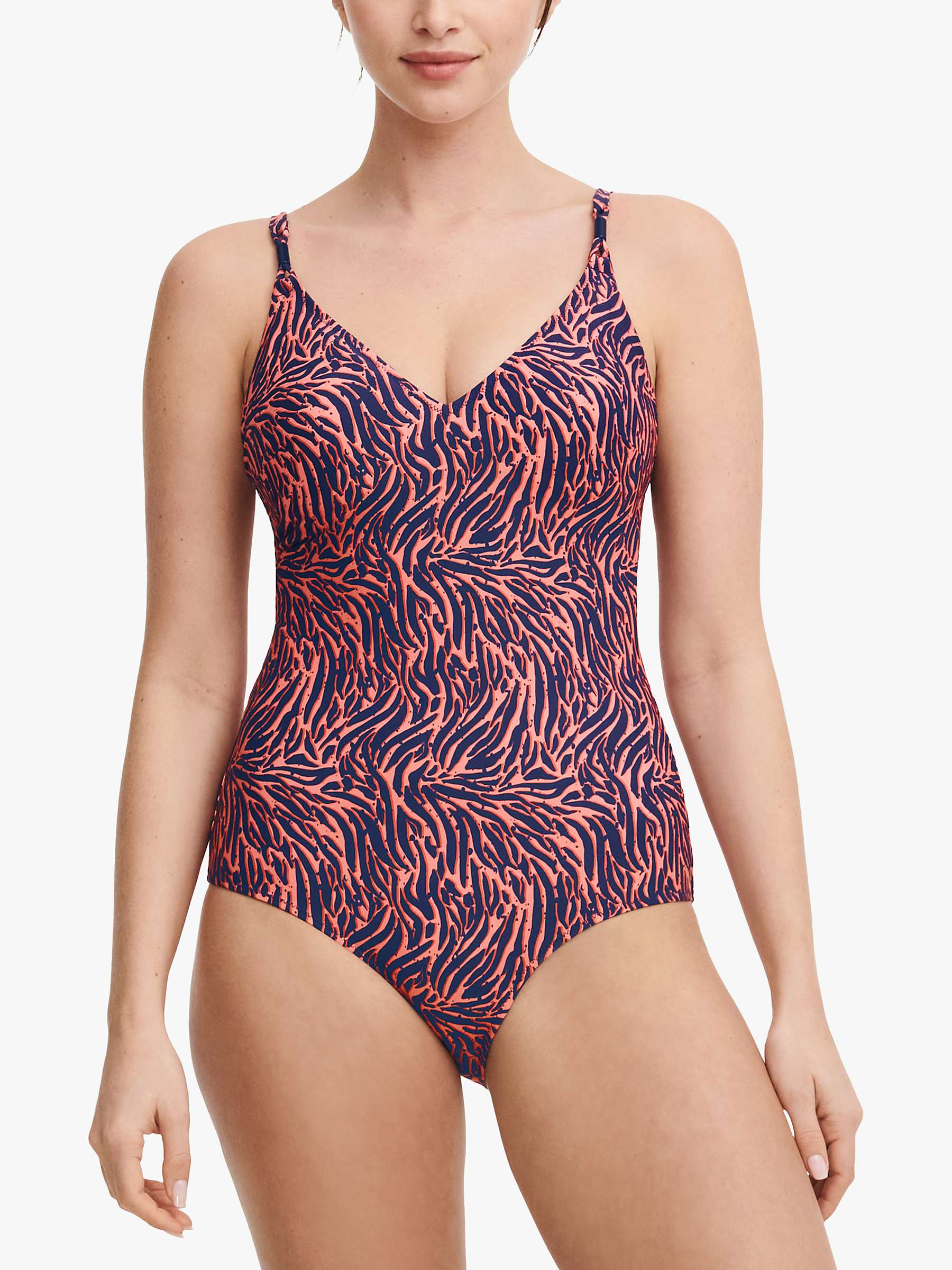 Buy Femilet Tidra Zebra Print Swimsuit, Coral/Multi Online at johnlewis.com