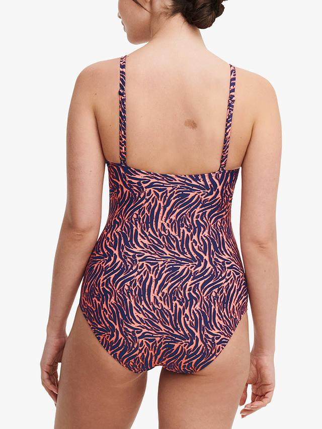 Femilet Tidra Zebra Print Swimsuit, Coral/Multi