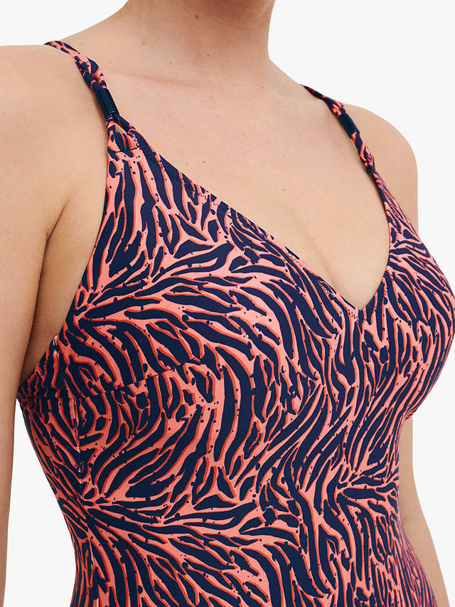 Femilet Tidra Zebra Print Swimsuit, Coral/Multi