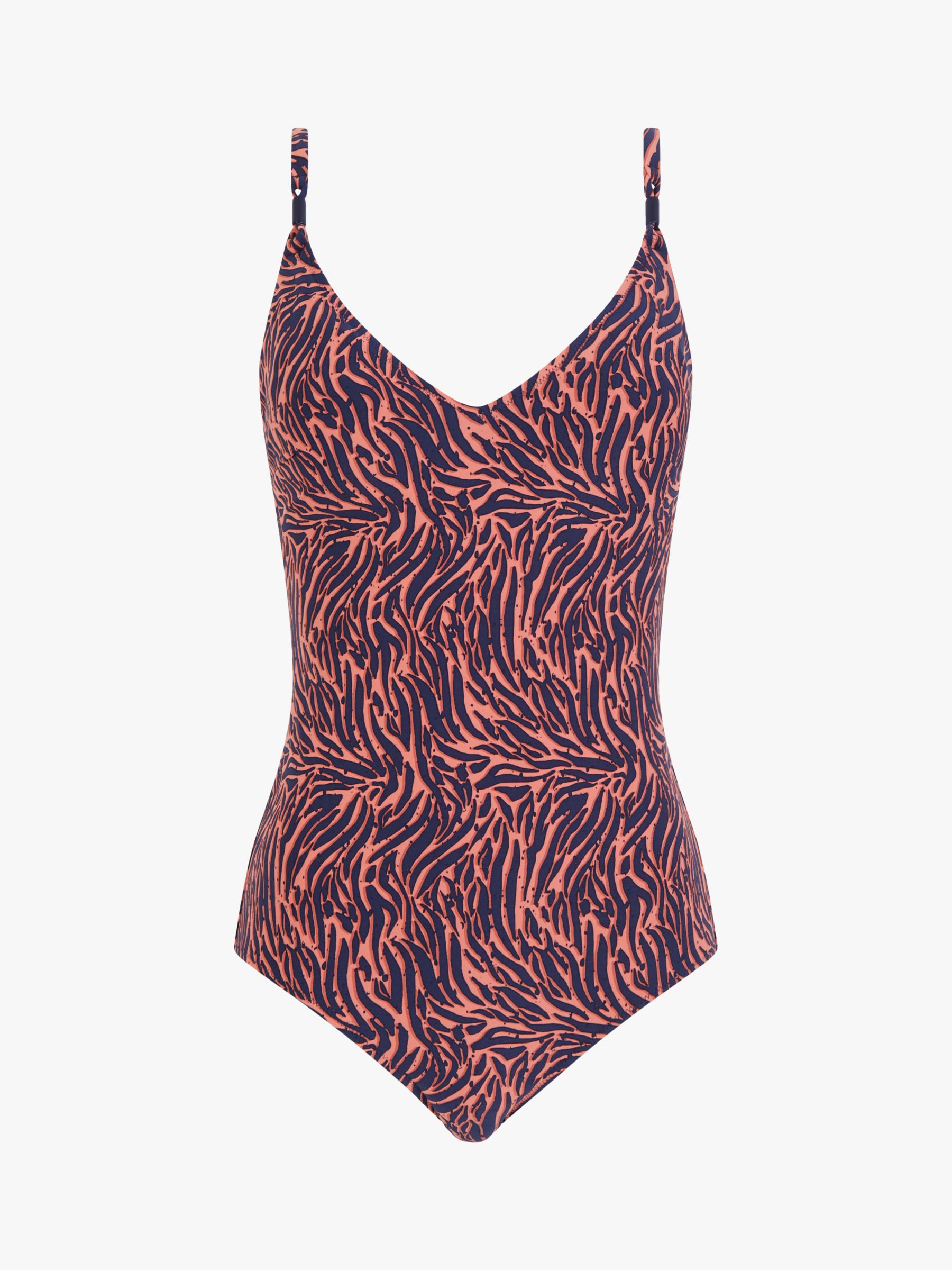 Femilet Tidra Zebra Print Swimsuit, Coral/Multi, S