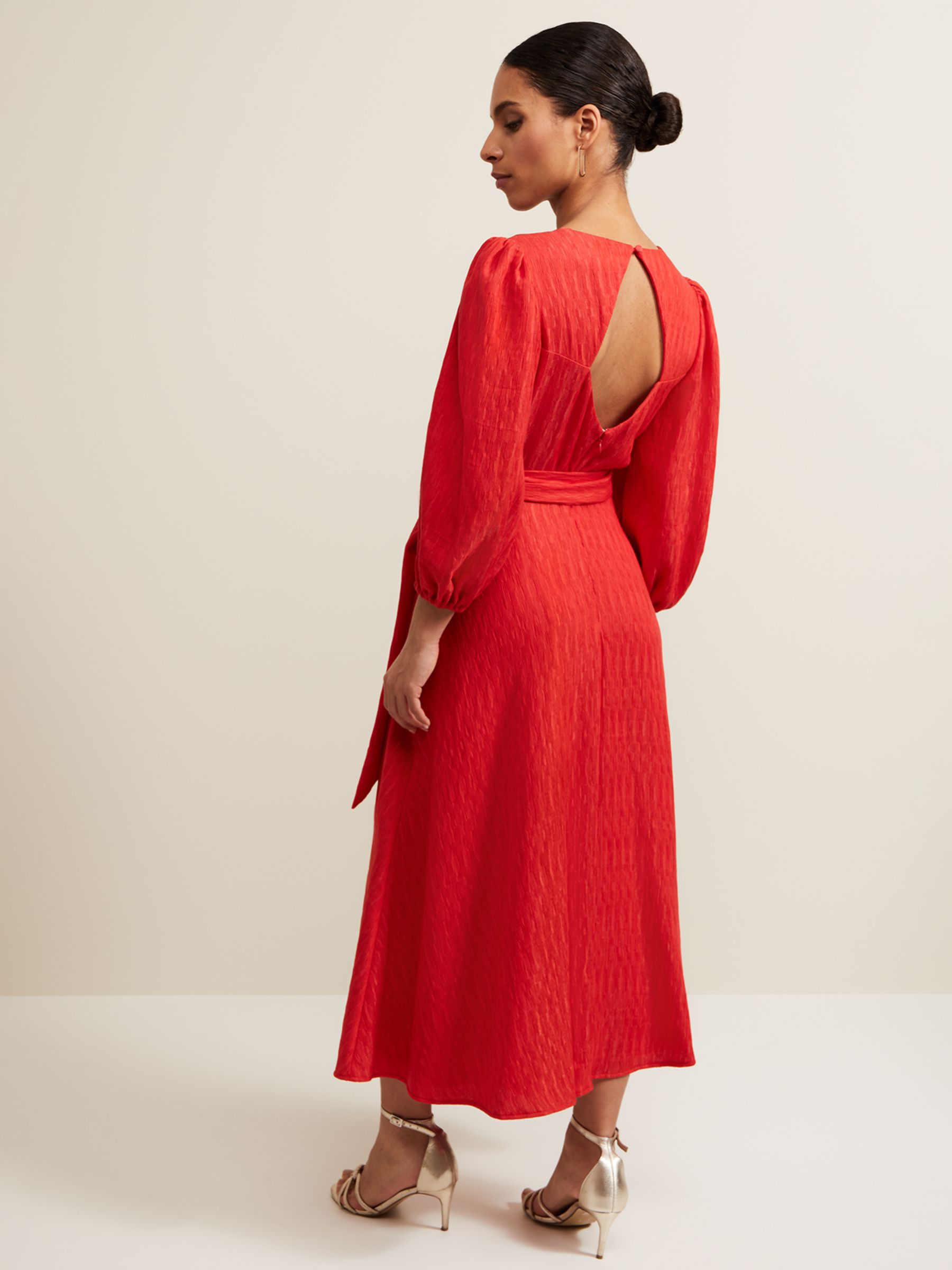 Buy Phase Eight Petite Marilyn Textured Midi Dress, Orange Online at johnlewis.com