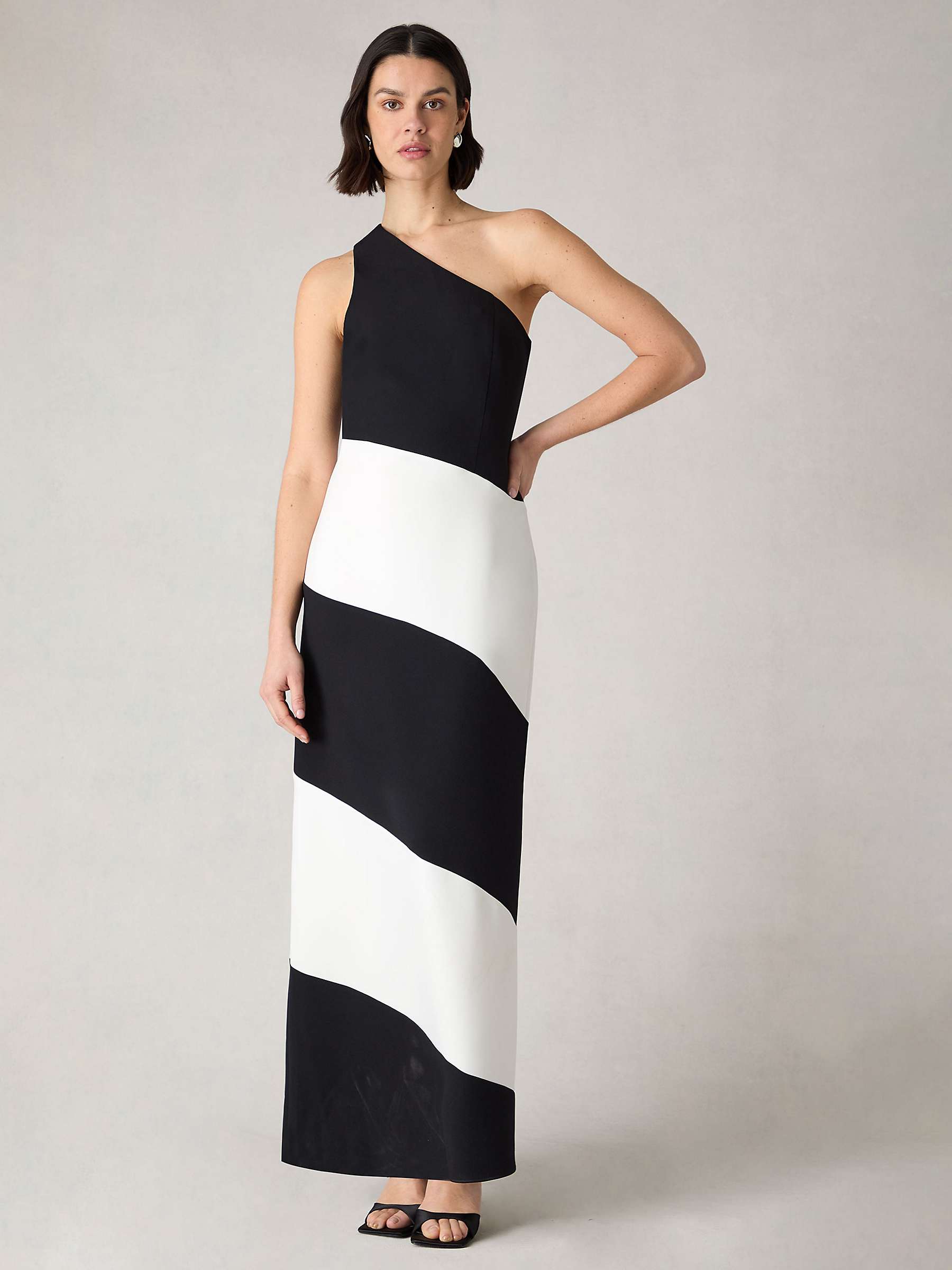 Buy Ro&Zo Petite Sofia Mono Stripe One Shoulder Maxi Dress, Black/White Online at johnlewis.com