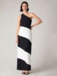 Ro&Zo Petite Sofia Mono Stripe One Shoulder Maxi Dress, Black/White, Black/White