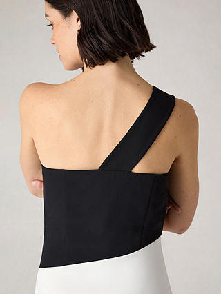 Ro&Zo Petite Sofia Mono Stripe One Shoulder Maxi Dress, Black/White