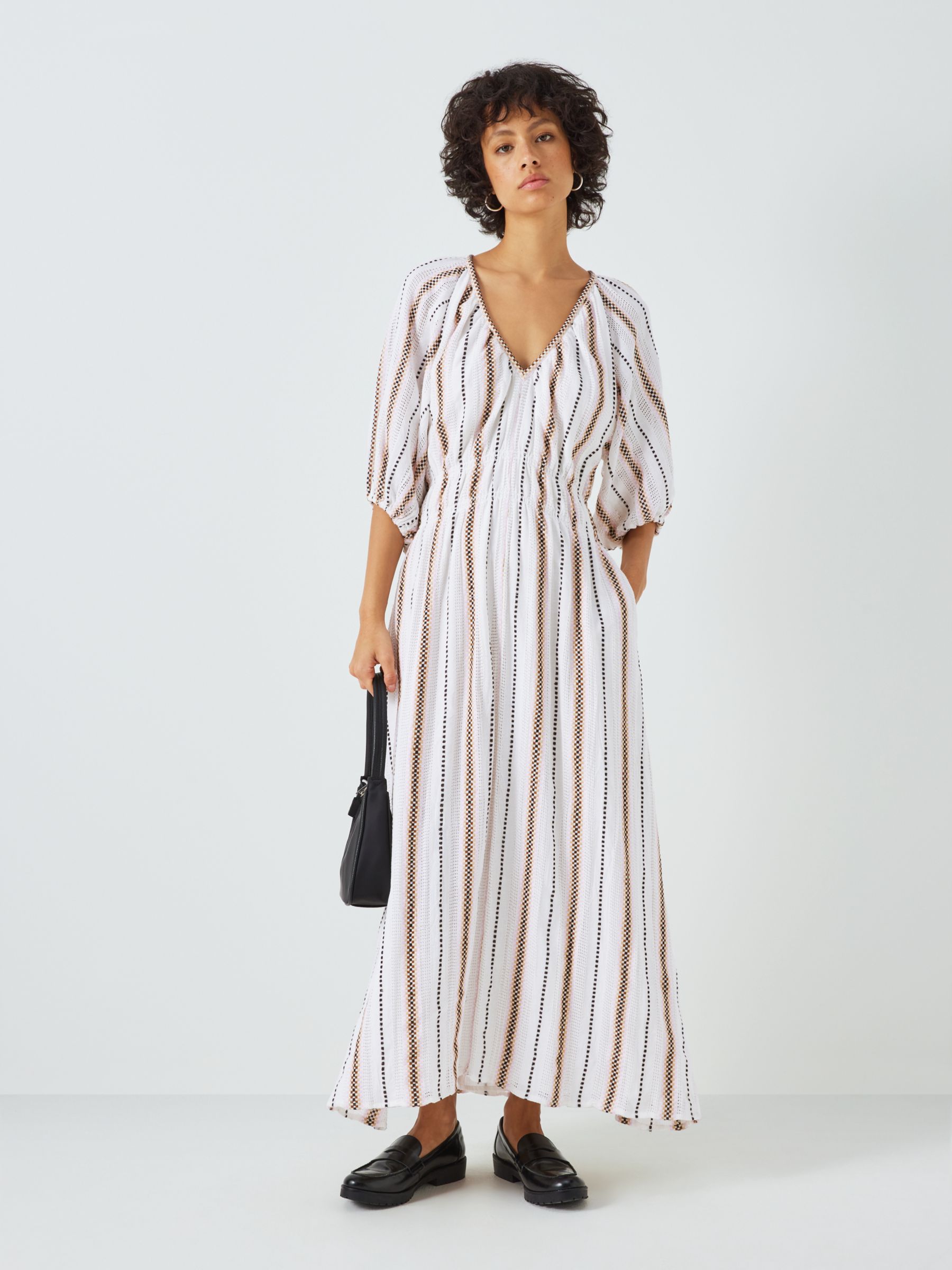 SUMMERY Copenhagen Bella Stripe Maxi Dress, Whisper White/Multi, XS