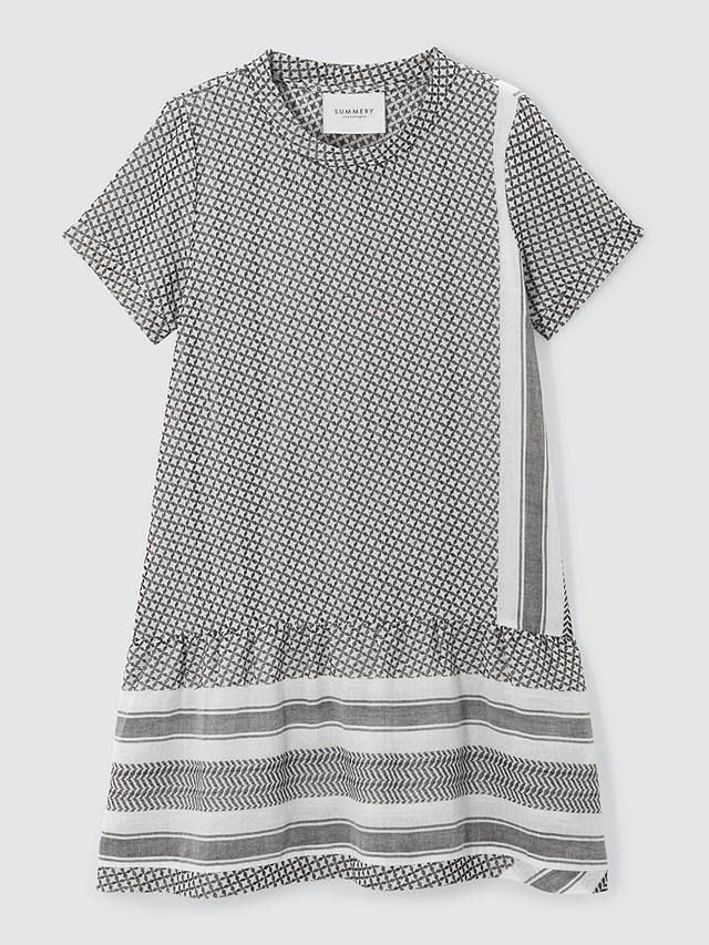 SUMMERY Copenhagen Geometric Ruffle Dress, Whisper White/Java