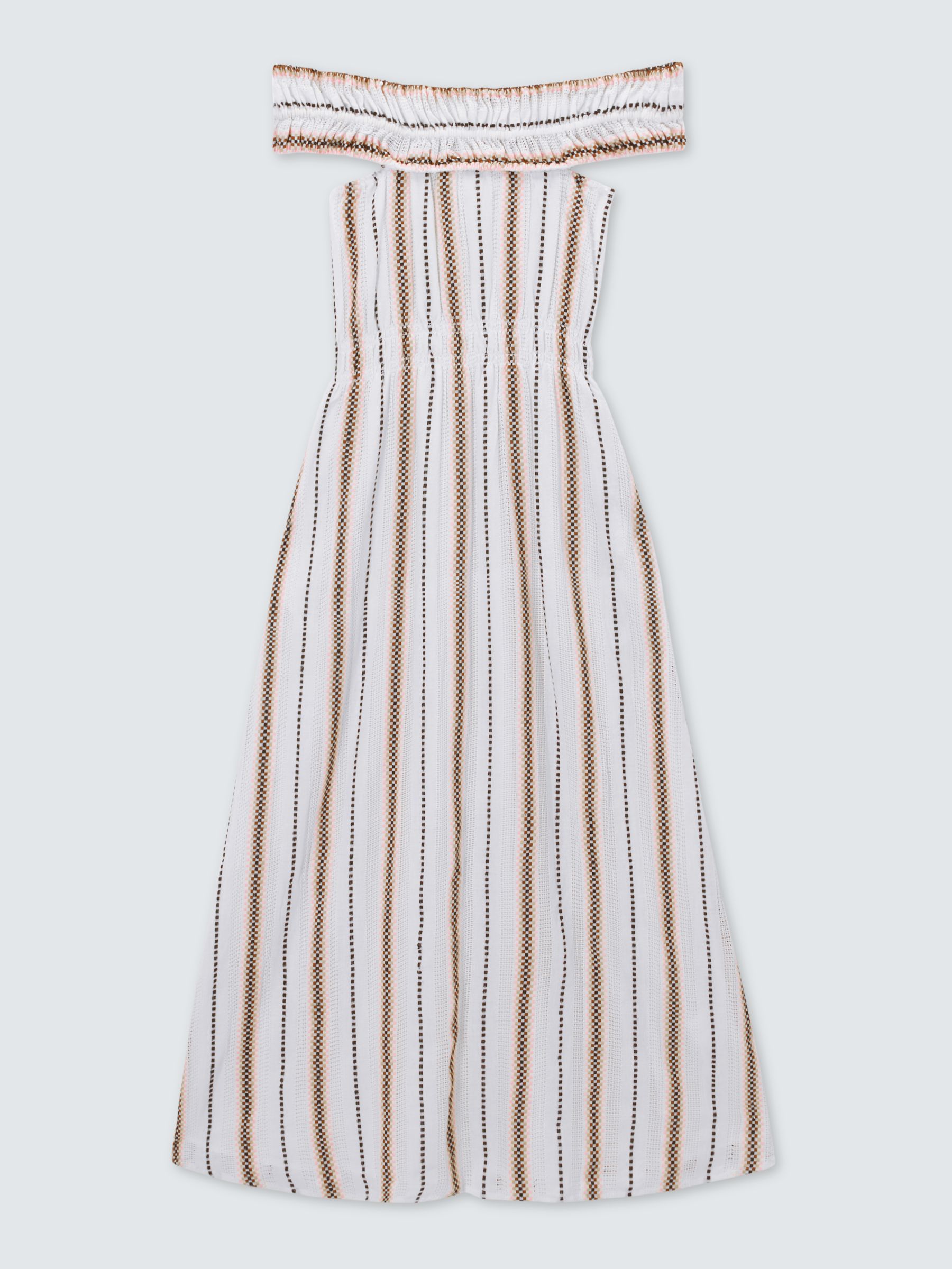 SUMMERY Copenhagen Bella Stripe Off Shoulder Maxi Dress, Whisper White/Multi, XS
