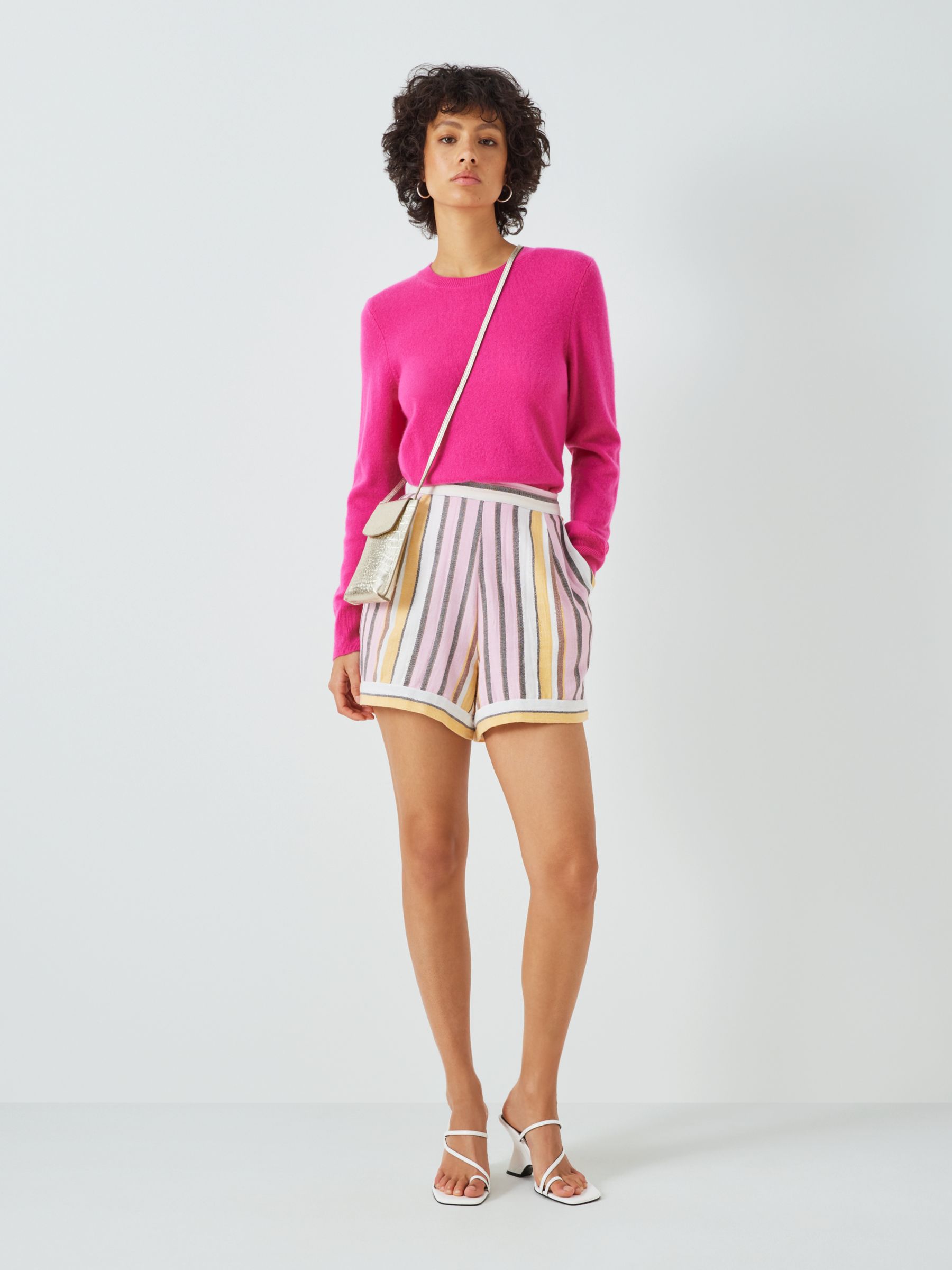 SUMMERY Copenhagen Lucie Stripe Shorts, Pink Mist/Multi, S