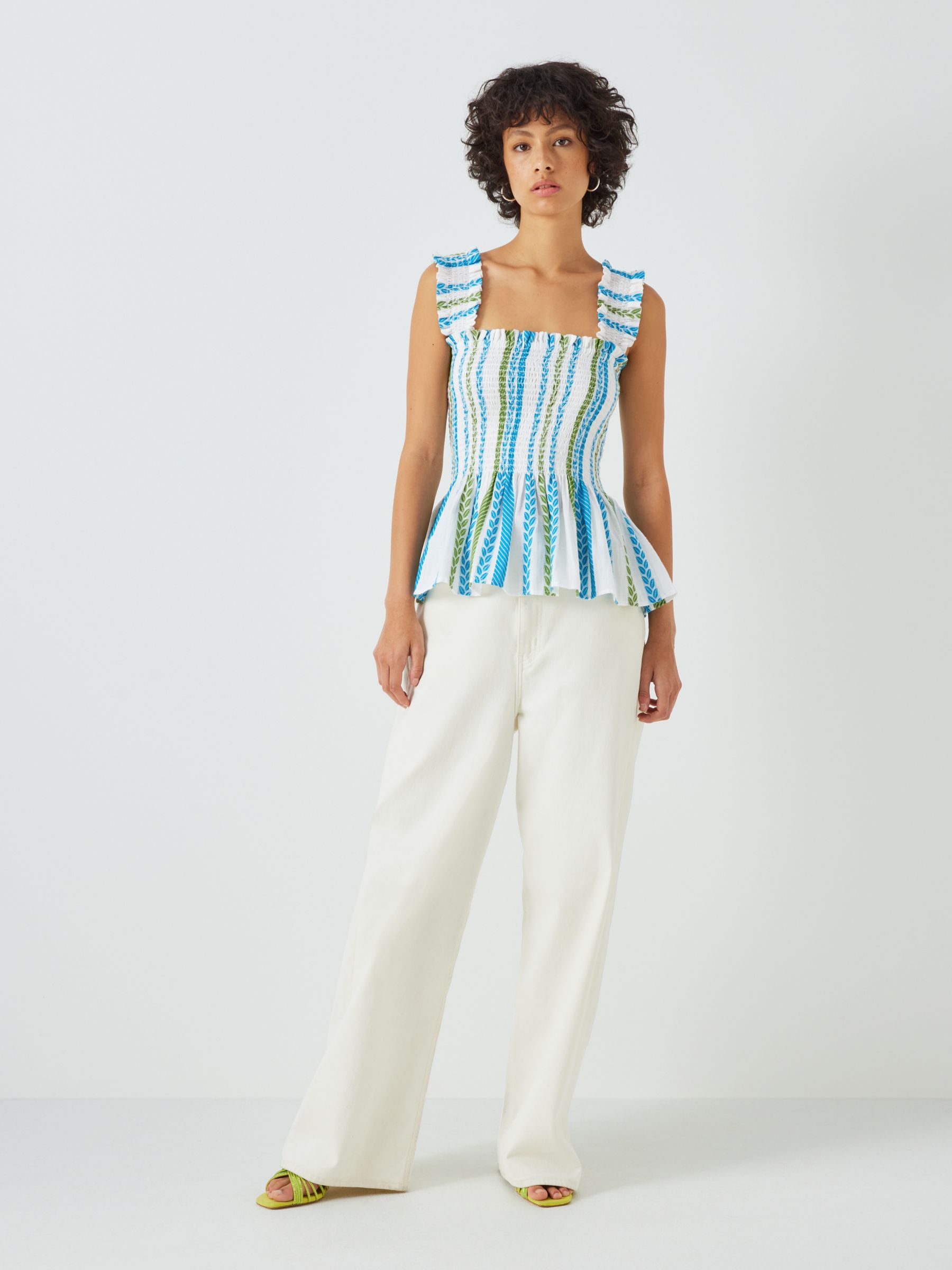 Buy SUMMERY Copenhagen Cady Stripe Smock Top, Blue Danube Online at johnlewis.com