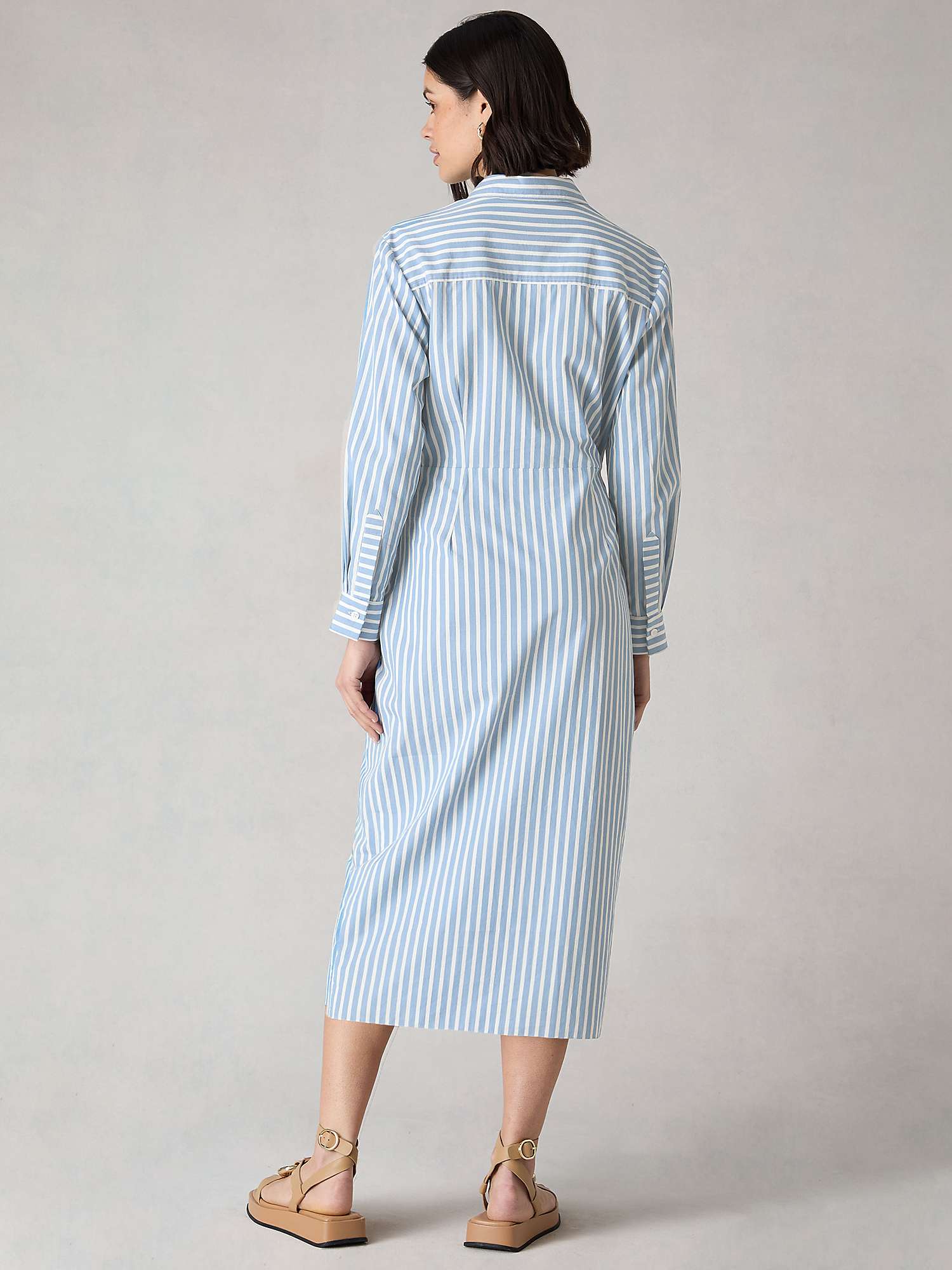 Buy Ro&Zo Petite Stripe Wrap Detail Midi Shirt Dress, Blue/White Online at johnlewis.com