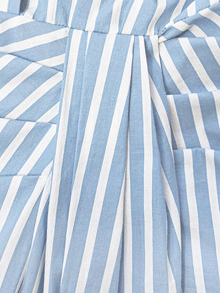 Ro&Zo Petite Stripe Wrap Detail Midi Shirt Dress, Blue/White