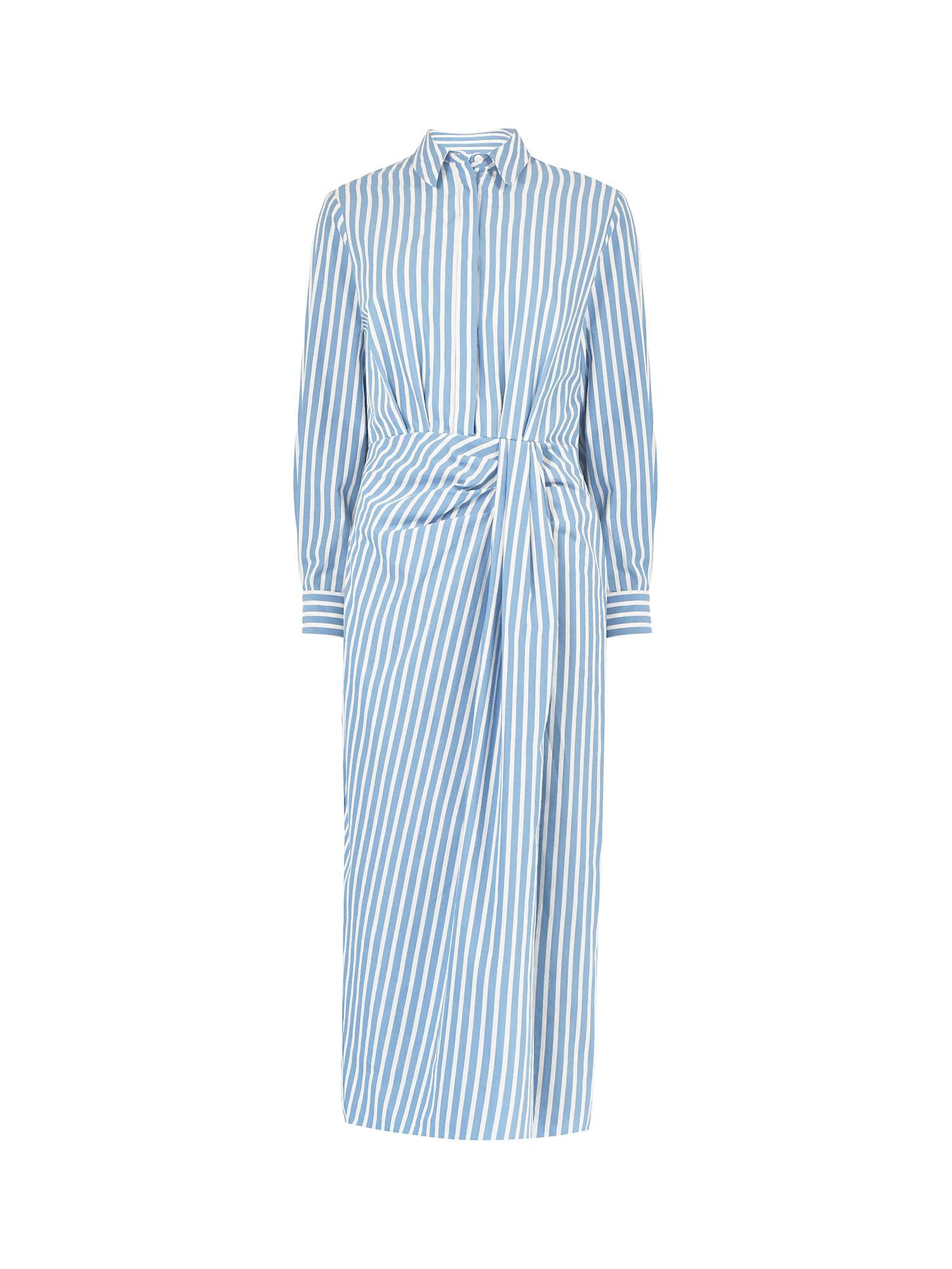 Buy Ro&Zo Petite Stripe Wrap Detail Midi Shirt Dress, Blue/White Online at johnlewis.com
